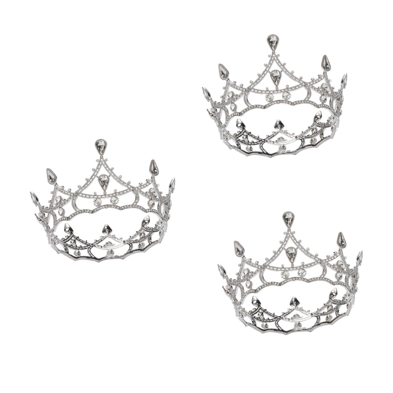 POPETPOP 3-Piece Baroque Crystal Bridal Tiara Set - Rhinestone Pageant Crown Hair Accessories for Women & Girls (Wedding, Prom, Pageant, Birthday, Cosplay)