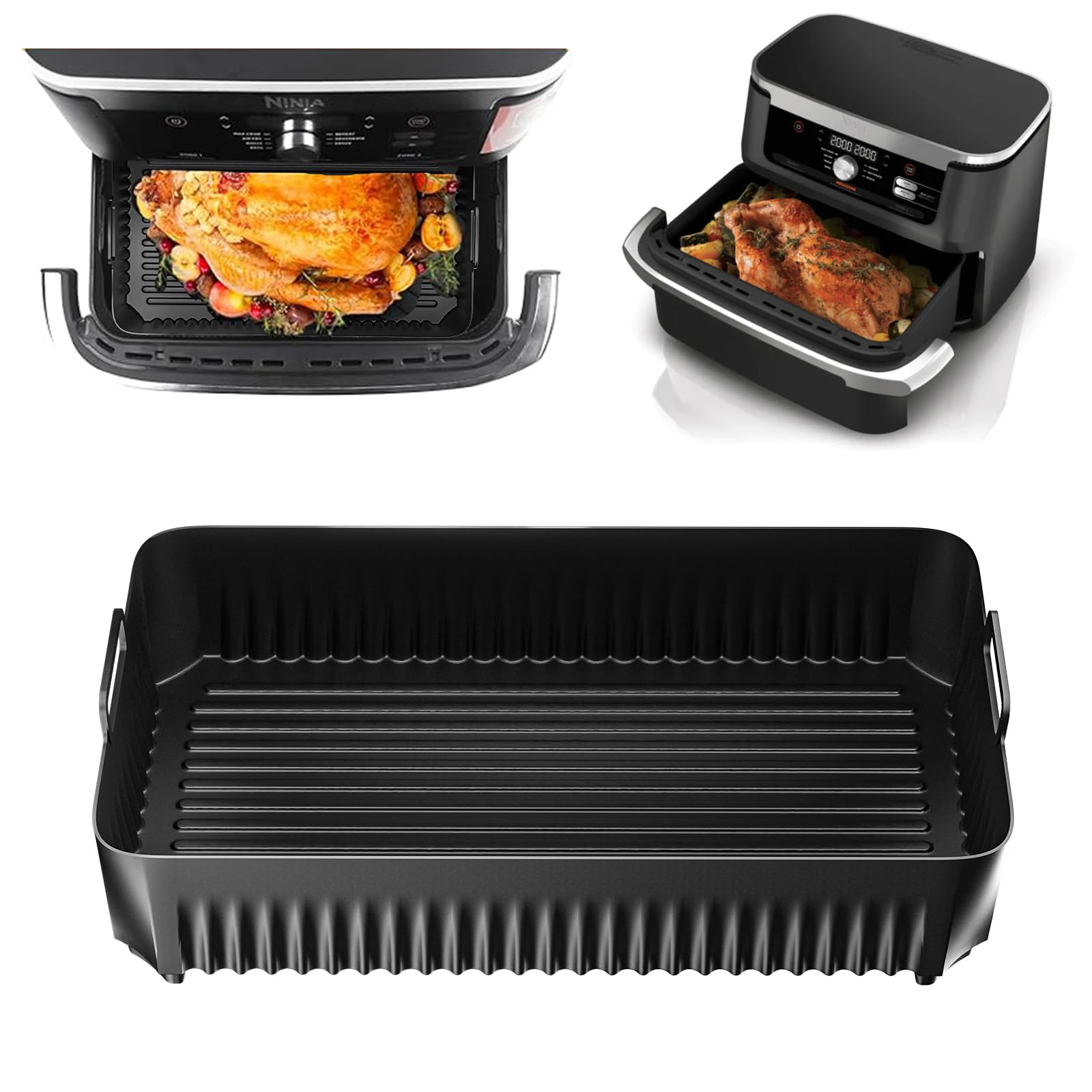 Ninja Foodi Flex 10.4L AF500EU & Max AF500EU Silicone Air Fryer Accessories Set - Non-Stick Baking Molds for Healthy Cooking - Perfect for Roasting, Baking, and Meal Prep in Air Fryers