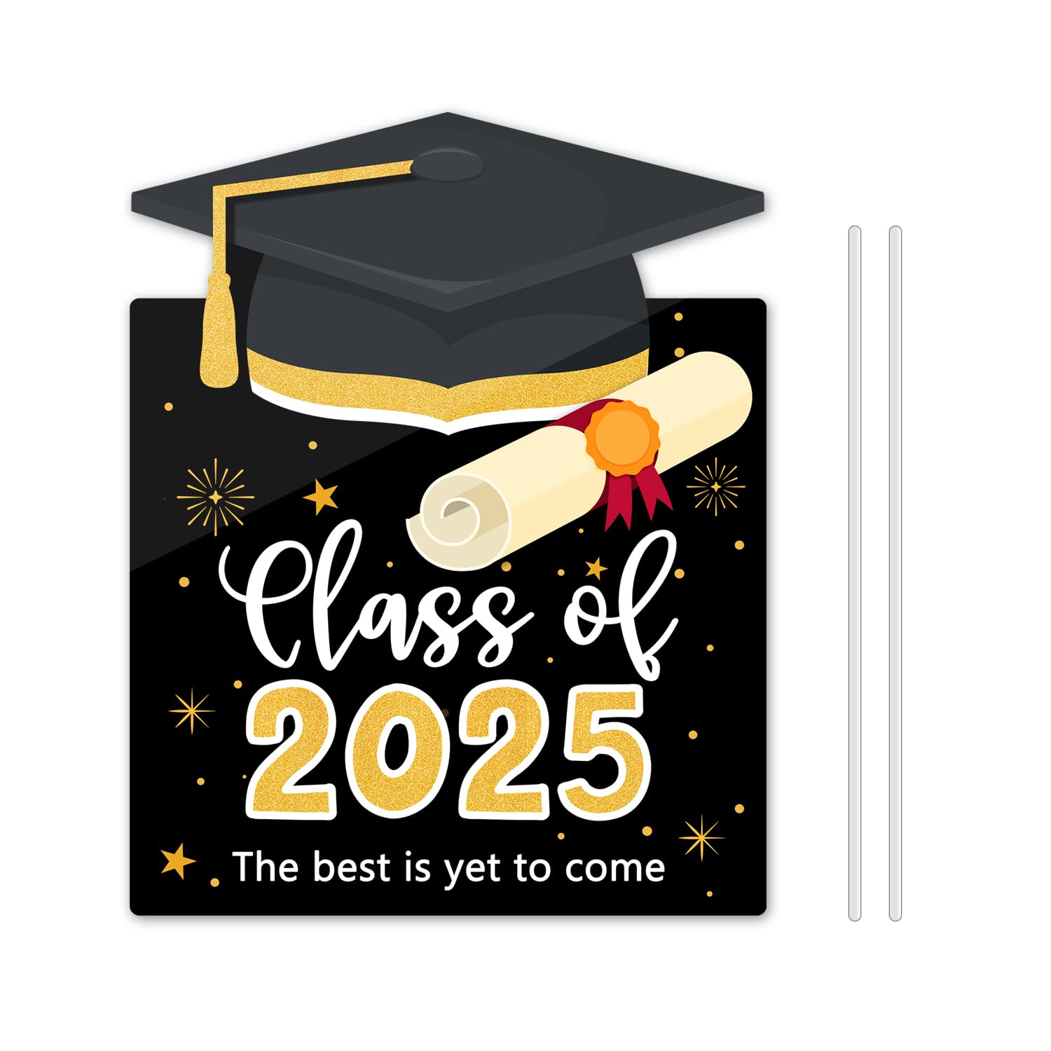 2025 Graduation Yard Sign - Outdoor Lawn Decoration for Class of 2025 - Durable Black Graduation Sign - Perfect for Backyard Parties & School Celebrations