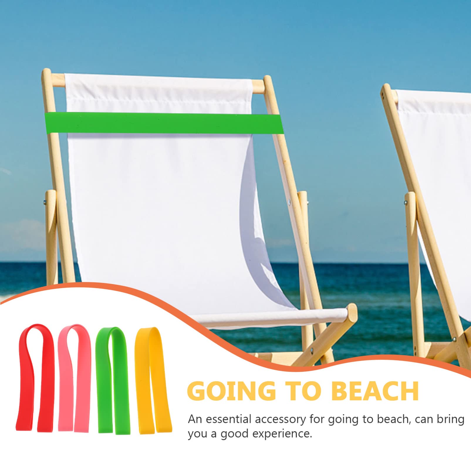 DOITOOL 4-Pack Silicone Beach Towel Bands for Chairs - Elastic Clips for Pool, Lounge & Cruise Chairs - Secure Towels Perfectly for Beach Vacations & Summer Relaxation