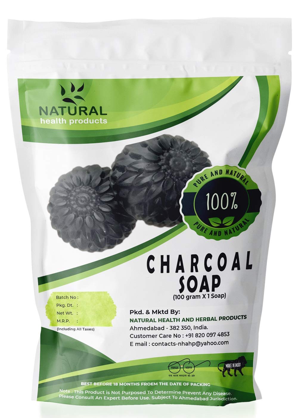 Natural Handmade Activated Charcoal Deodorant Bath Soap for Deep Cleansing - Oil-Free Skin Body Wash with Anti-Pollution Benefits for All Skin Types (Men & Women, 100g) - Perfect for Daily Detox, Acne-Prone Skin & Post-Workout Refreshment