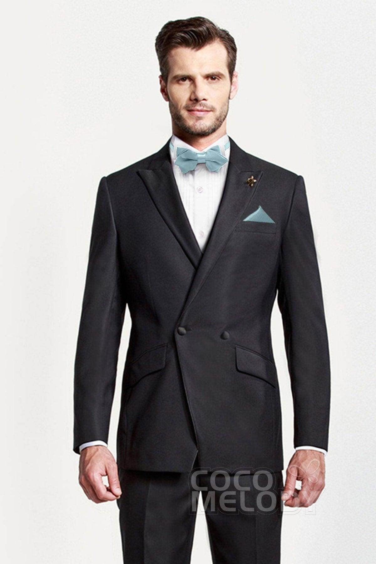 Men's 2-Piece Elastic Silk-Like Satin Bow Tie Set with Pocket Square - Perfect for Weddings, Prom & Formal Events