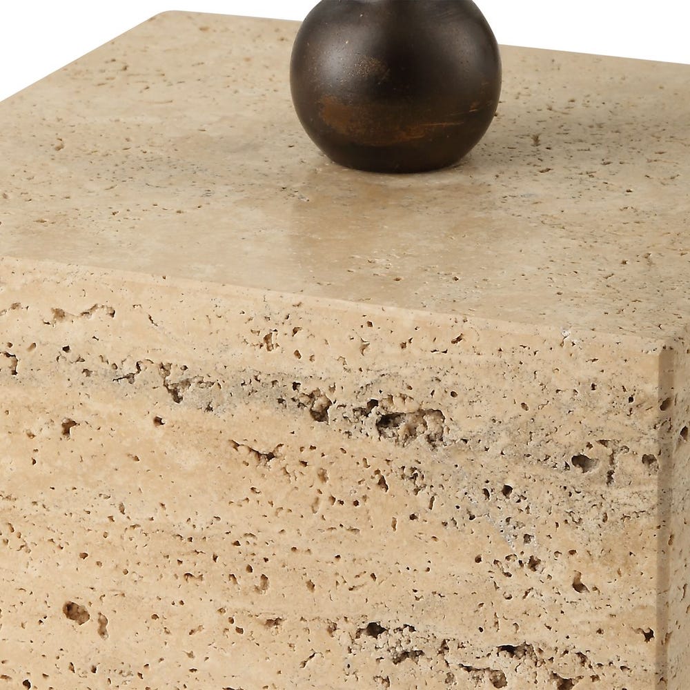 Modern Travertine Base Floor Lamp - Adjustable Height, Warm White LED Light for Living Room, Bedroom & Office - Elegant Home Decor Lighting
