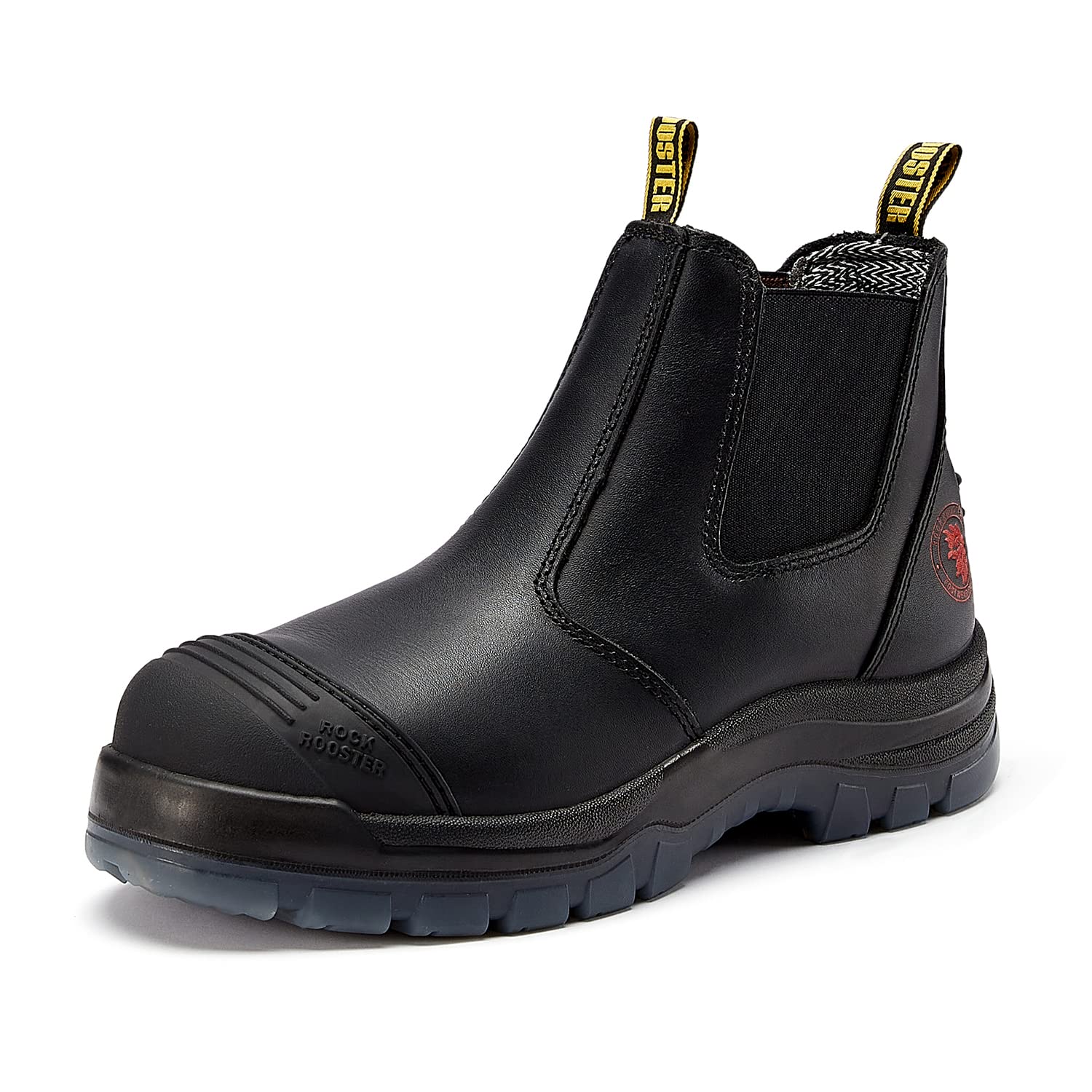 ROCKROOSTER Men's 6-Inch Steel Toe & Soft Toe Work Boots - Slip Resistant, Waterproof Chelsea Boots for Construction, Warehouse & Outdoor Work | Comfortable Safety Shoes for Industrial Jobs