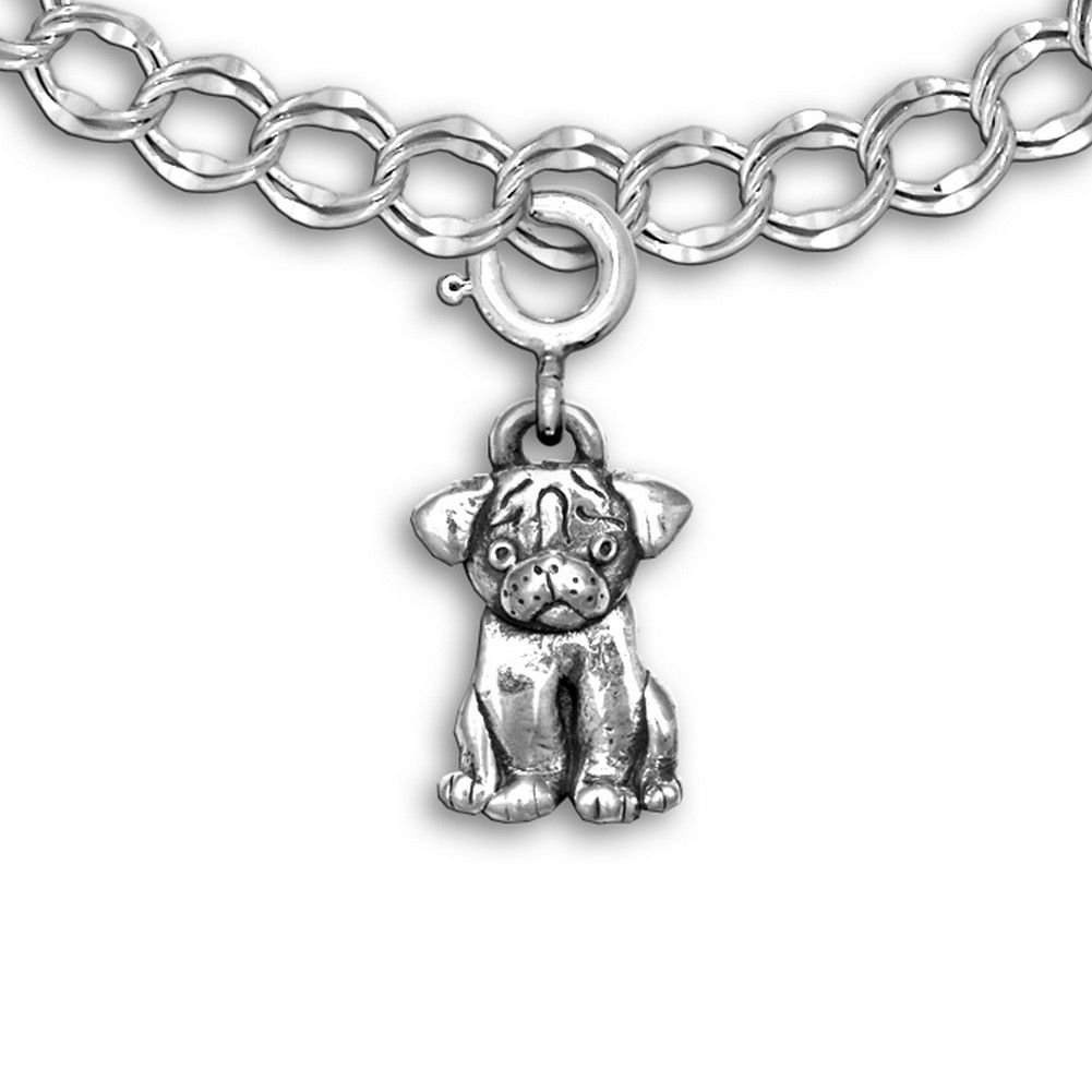 Handmade Standing Pug Dog Charm for Bracelets - Unique Pug Lover Gifts for Women - USA Crafted Jewelry - Perfect for Birthday, Anniversary & Dog Mom Presents