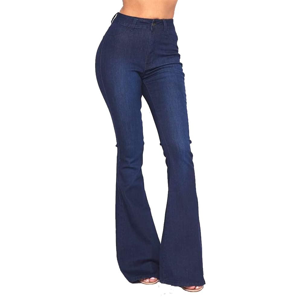 High Waisted Stretchy Bell Bottom Jeans for Women - Retro 70s Flare Pants, Comfortable Bootcut Denim with Elastic Waistband | Perfect for Casual Outfits, Music Festivals & Vintage Fashion