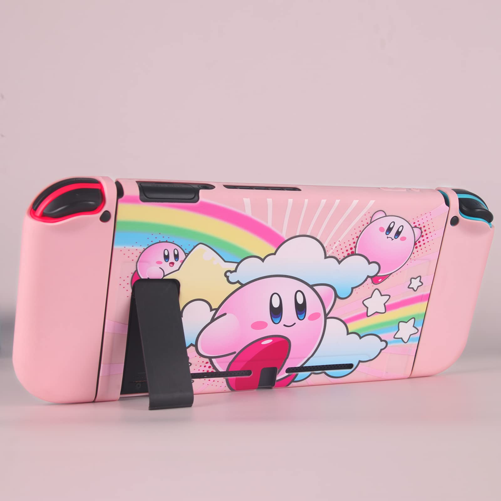 Premium Silicone Protective Case for Nintendo Switch - Soft Full Skin Cover with Cute Kirby Design, Shockproof & Slim Grip Case for Enhanced Gaming Comfort - Perfect for Travel, Home Play, and On-the-Go Protection