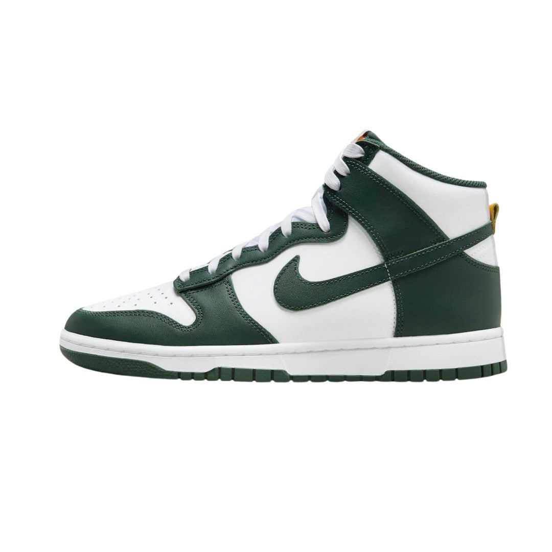 Nike Dunk Hi Retro Sneakers - Noble Green & White Colorway | Vintage Basketball Shoes for Men & Women | Perfect for Streetwear, Casual Outfits & Sneaker Collectors