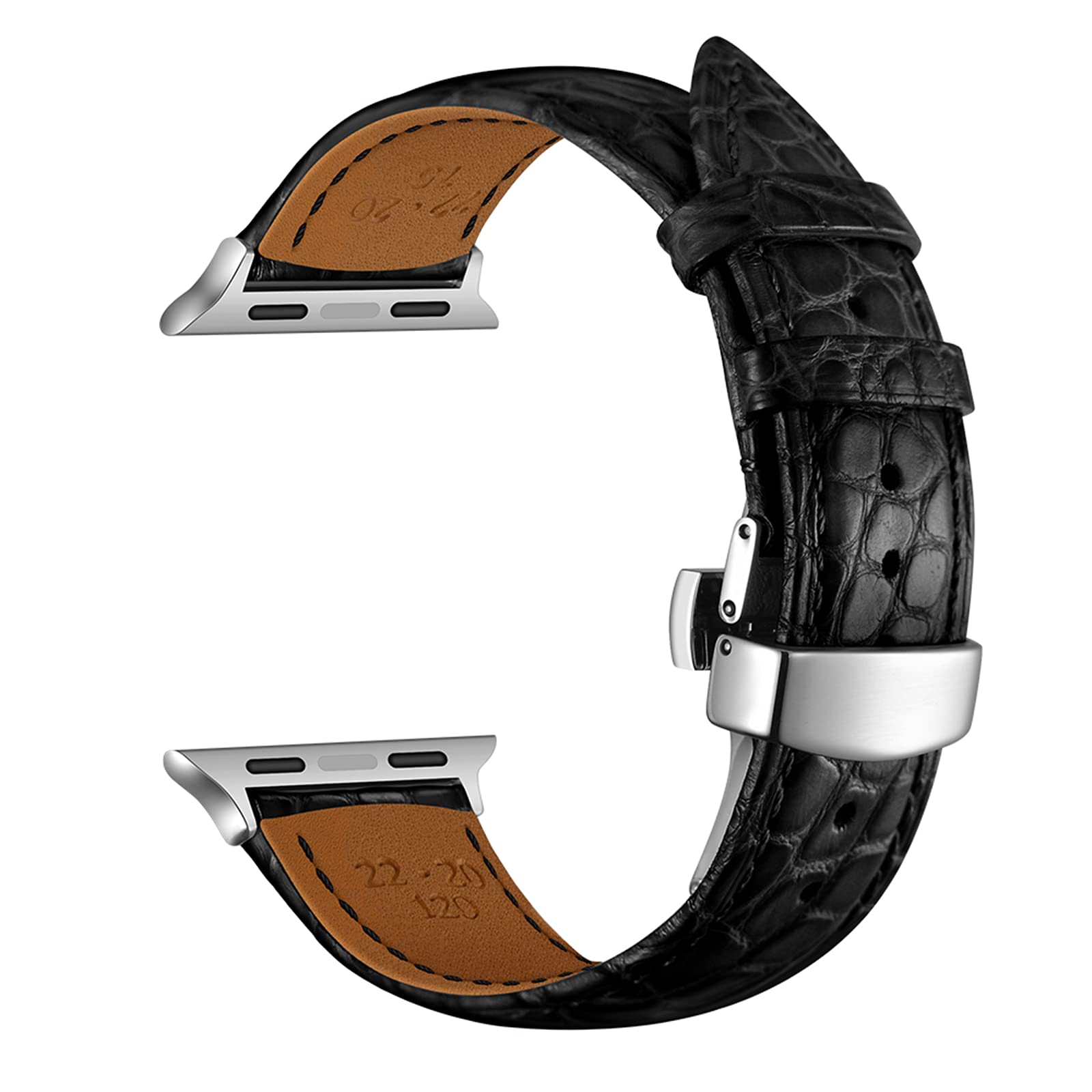 Genuine Crocodile Pattern Leather Band for Apple Watch 38mm 40mm 42mm 44mm - Compatible with Series 6/5/4/3/2/1 & SE - Stylish Replacement Strap for Men & Women - Perfect for Work, Gym & Casual Wear