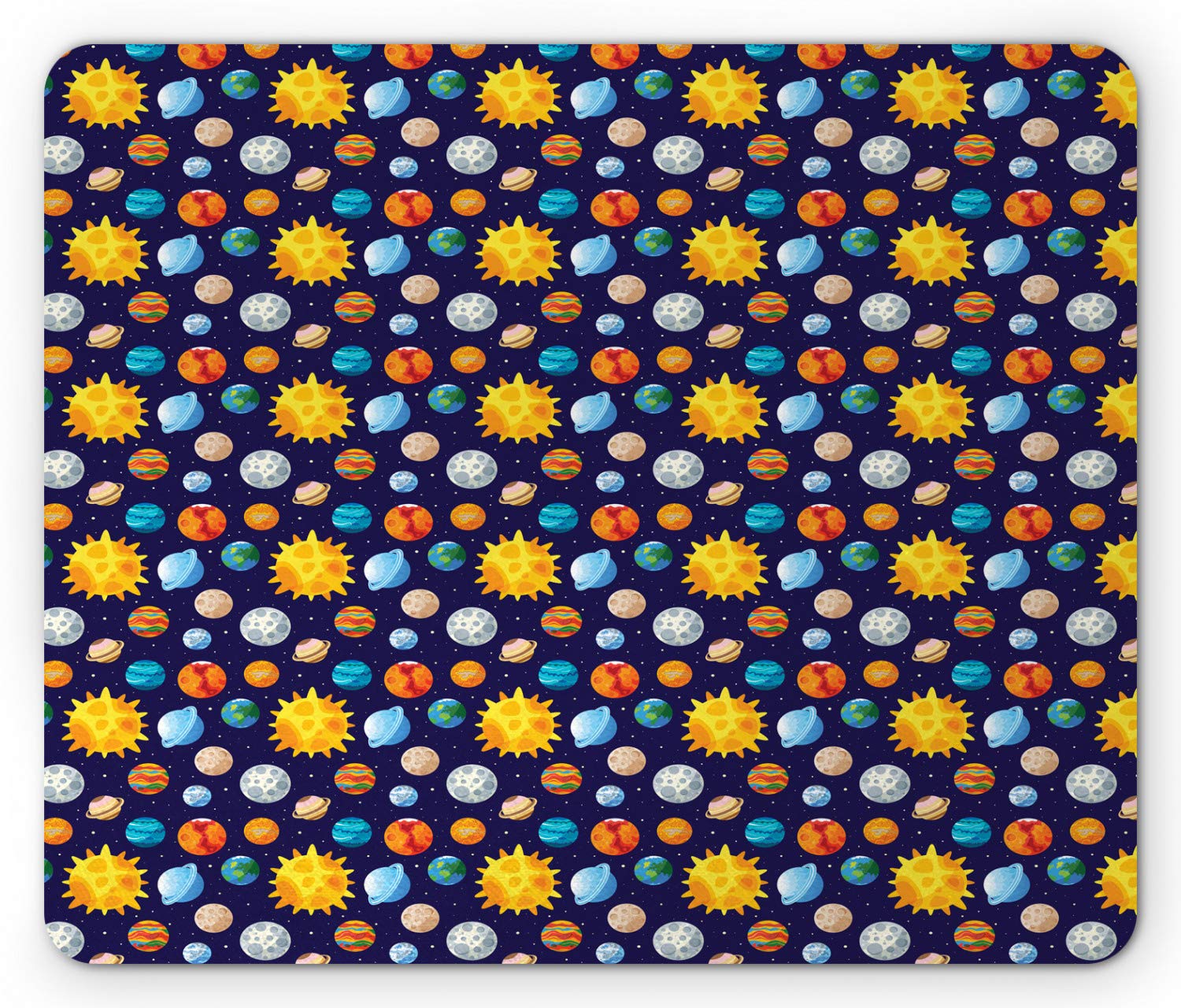 Ambesonne Solar System Mouse Pad - Colorful Planets & Sun Space Themed Non-Slip Rubber Mousepad for Gaming & Office (Standard Size, Indigo & Multicolor) - Perfect for Sci-Fi Fans, Gamers & Workspaces