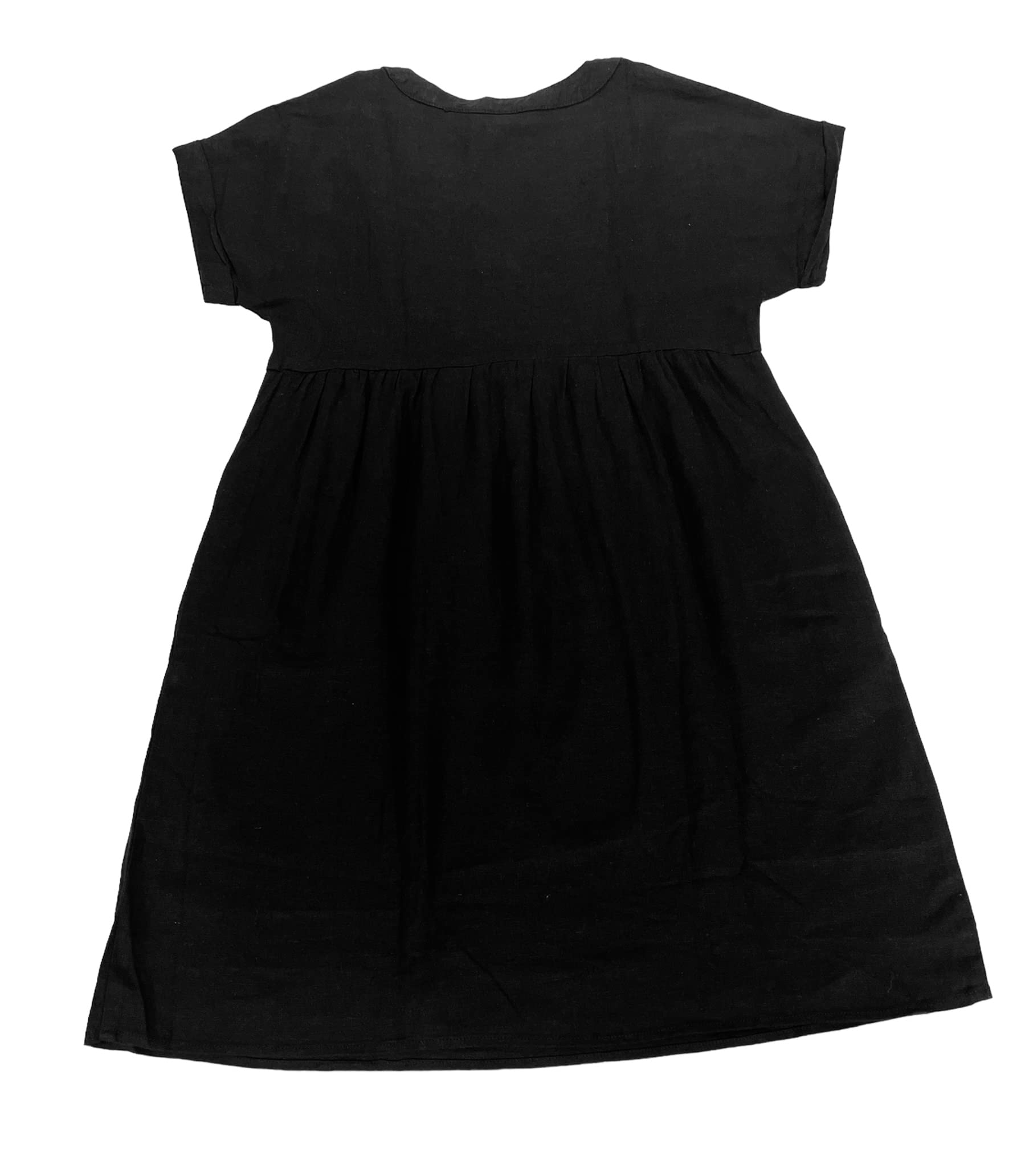 Briggs Women's V-Neck Linen Blend Dress - Black | Summer Casual & Office Wear | Breathable Comfort for Warm Weather