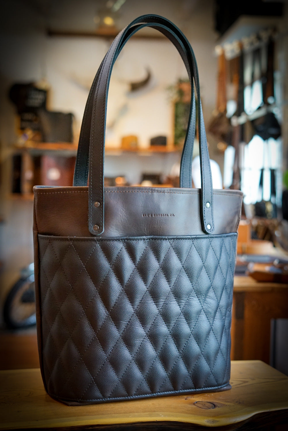 Stylish Diamond Stitch Tote Bag - Espresso Brown & Pebbled Black Leather Shoulder Bag for Women | Perfect for Work, Travel & Shopping