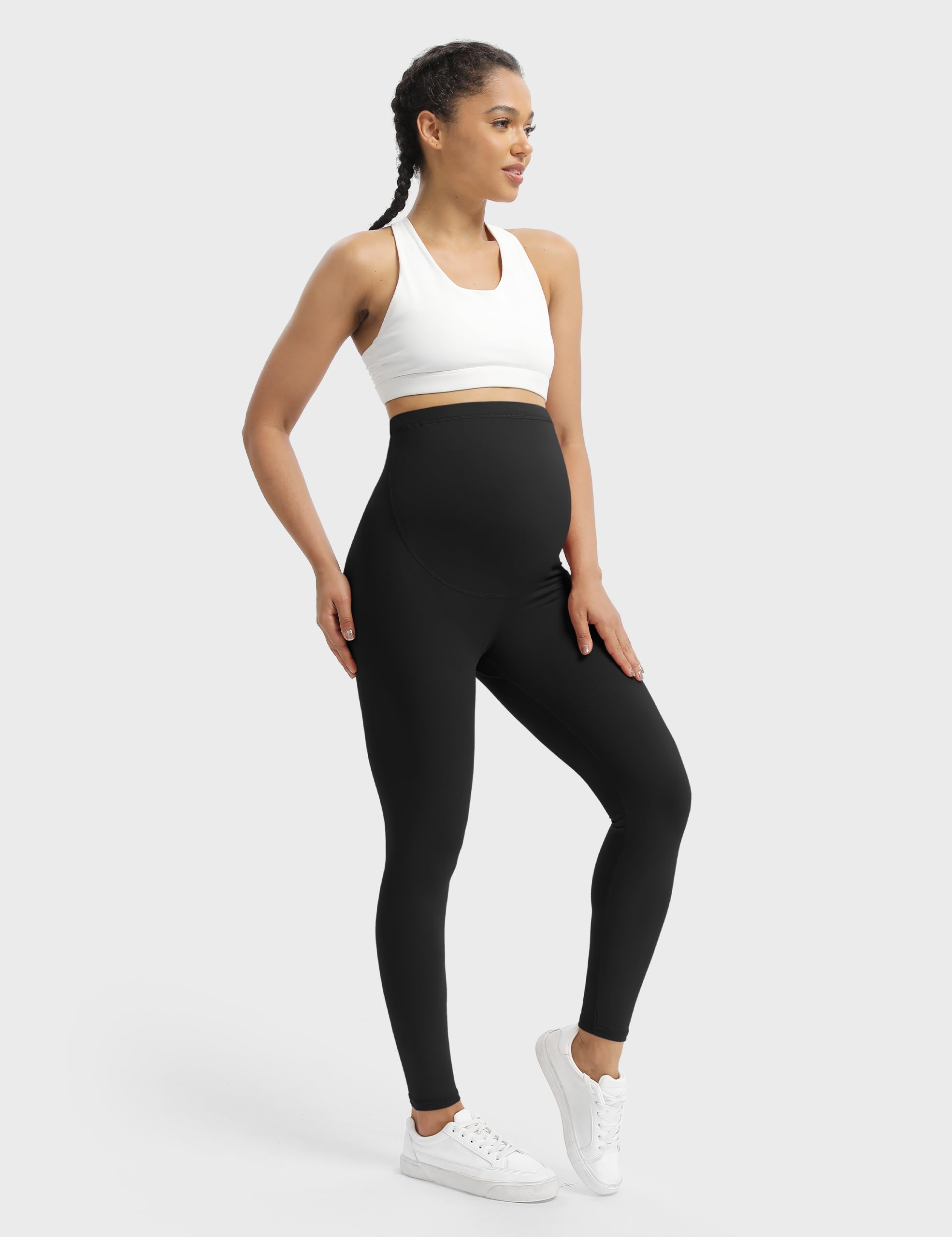 Buttergene Women's Maternity Leggings - Over The Belly Pregnancy Yoga Pants for Workout & Active Wear - Comfortable Stretchy Workout Leggings for Moms (Perfect for Yoga, Gym, Running & Daily Wear)