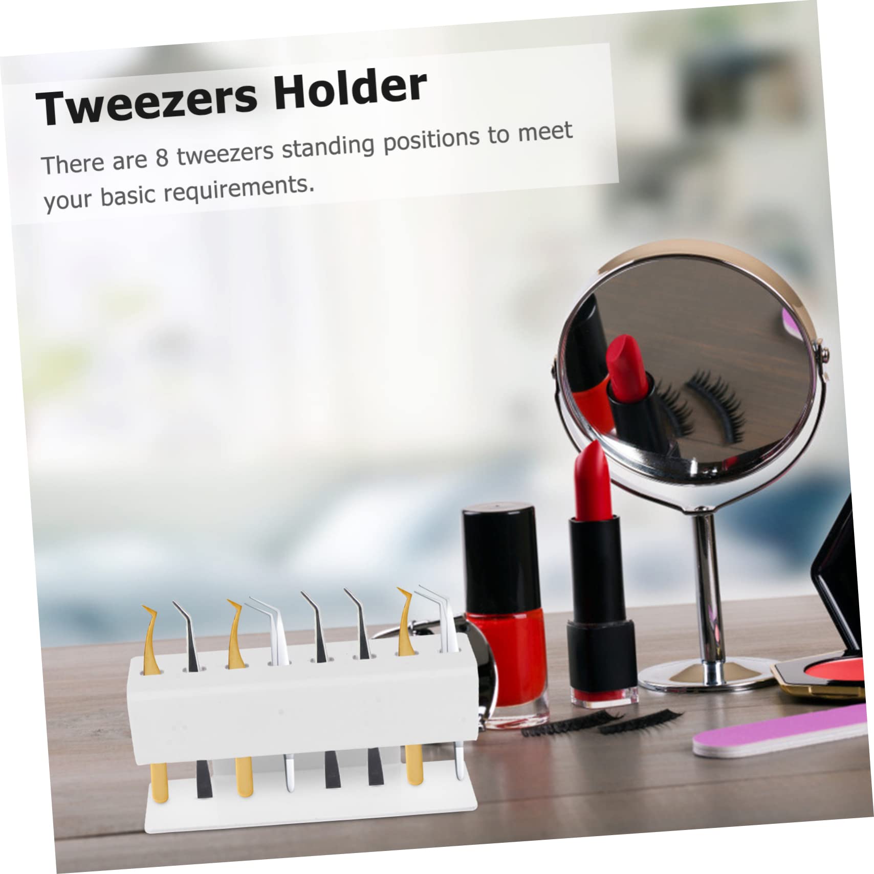 Angoily Eyelash Tweezer Holder & Stand - Acrylic White Lash Extension Tools Kit for Professional & Home Use | Perfect for Eyelash Extensions, Lash Curling & Bonding | Salon, Spa & DIY Beauty Essential