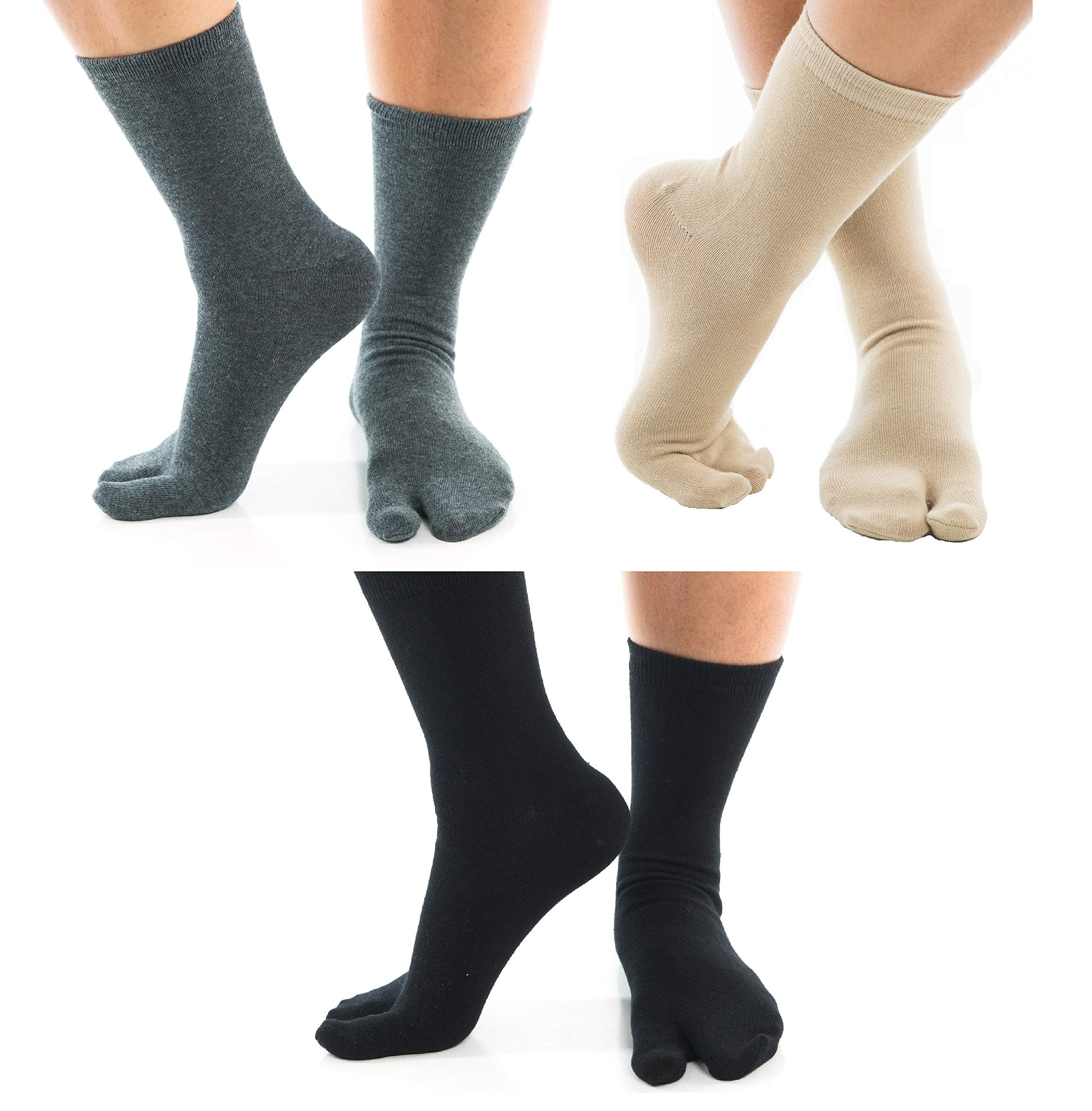 Premium V-Toe Split Toe Flip-Flop Socks for Men & Women - Japanese Tabi Style Cotton Blend Socks - Comfortable for Yoga, Sandals, and Home Wear