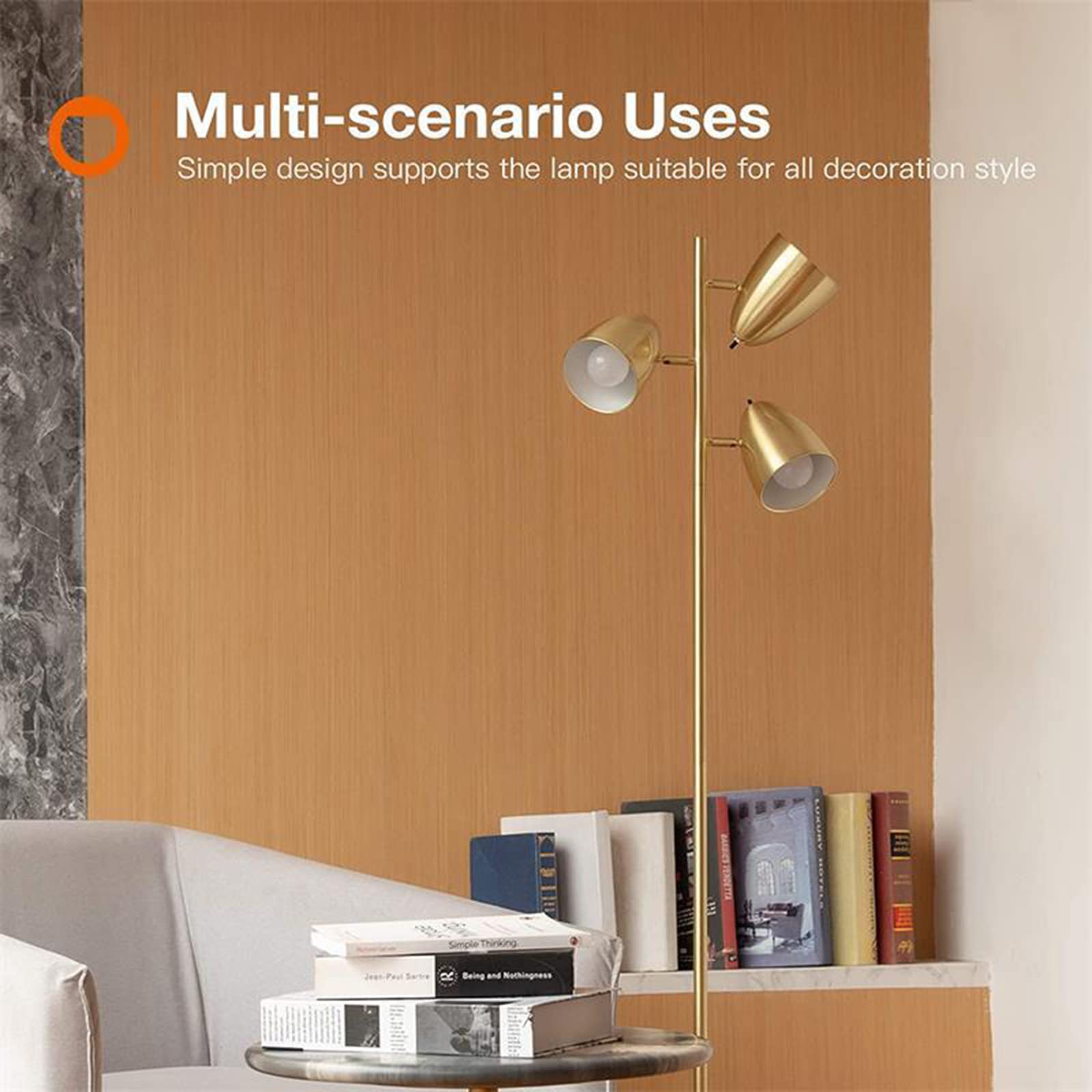 **3-Arm Adjustable Tree Floor Lamp - 360° Swivel Reading Light for Living Room, Bedroom & Office - Tall Standing Pole Lamp with 3 Bulbs (Gold) - Perfect for Cozy Reading, Task Lighting & Ambient Illumination**