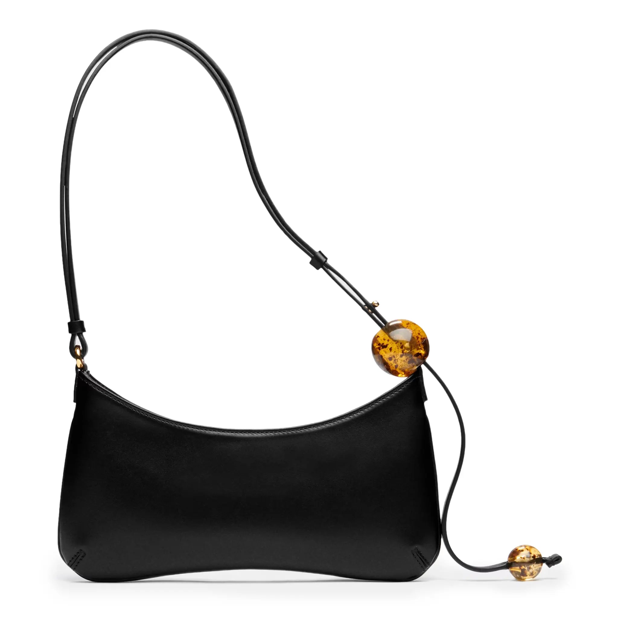 Jacquemus Le Bisou Perle Black Shoulder Bag for Women | Elegant Pearl Accent Crossbody Purse | Perfect for Evening Parties, Date Night & Special Occasions