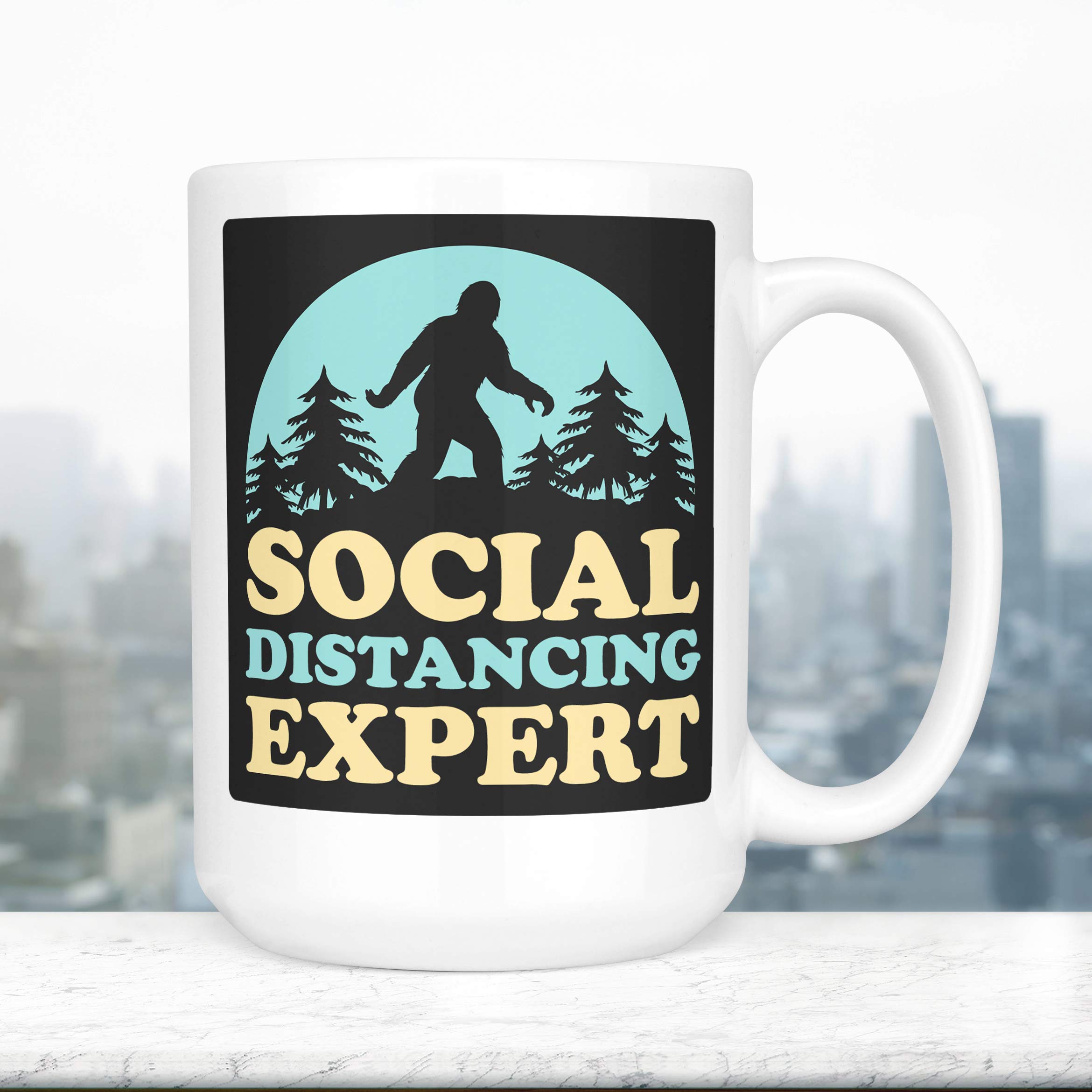 Funny Yeti Bigfoot Expert Coffee Mug - Double Sided Ceramic Cup, Microwave & Dishwasher Safe - Perfect for Social Distancing, Office Gifts & Camping Trips