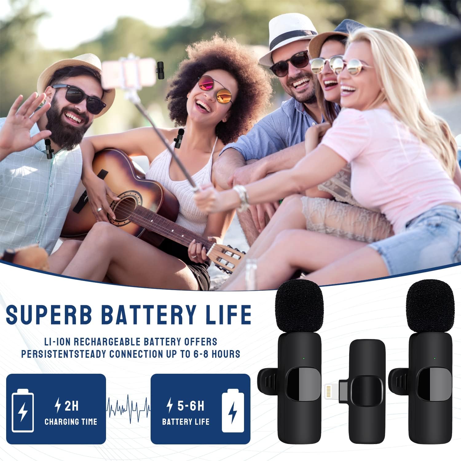 Professional 2-Pack Wireless Lavalier Microphone for iPhone - Dual Clip-On Mic for Video Recording, Live Streaming, YouTube, TikTok, Vlogging & Presentations | Perfect for Content Creators, Podcasters & Public Speakers