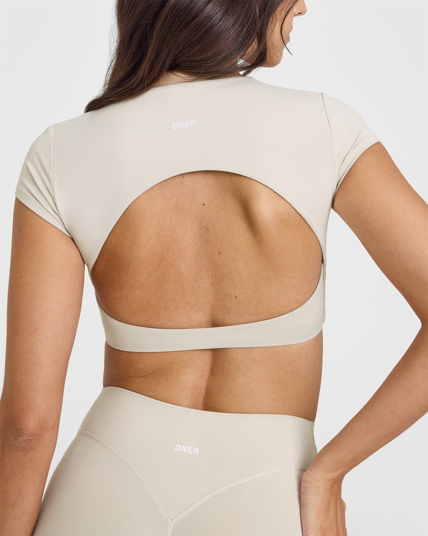 SoftMotion™ Women's Short Sleeve Crop Top - Breathable Stretchy Comfort Fit Summer T-Shirt | Beige | Perfect for Yoga, Gym Workouts & Casual Outfits