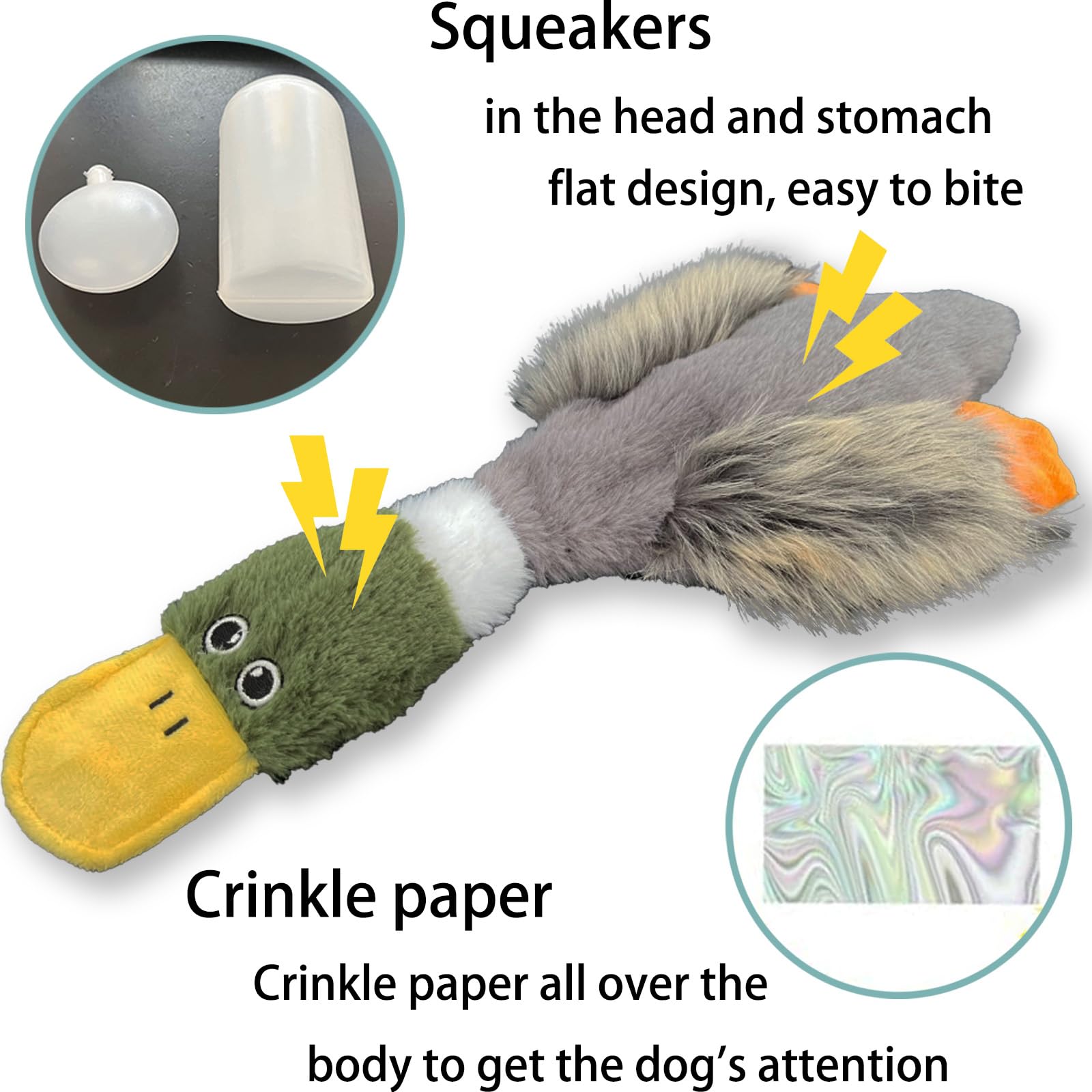 **3 Pack Squeaky Dog Toys for Large Dogs - Indestructible Plush Chew Toys for Aggressive Chewers, Crinkle Paper Duck Puppy Teething Toys (Soft & Durable) - Perfect for Playtime, Training & Anxiety Relief**