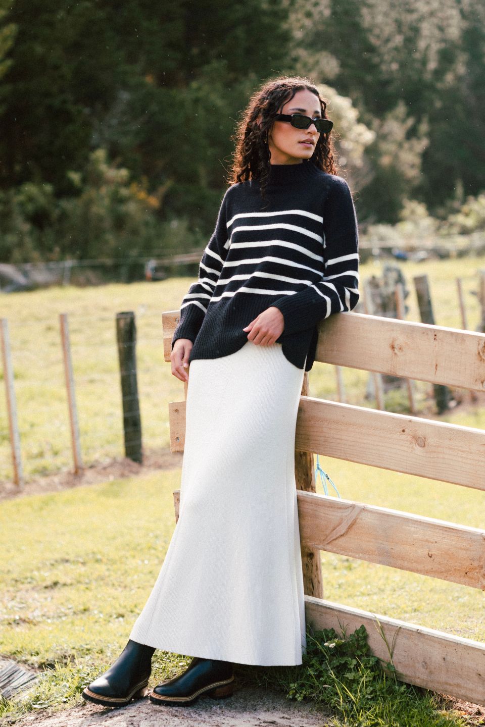 Alaska Black Stripe Funnel Neck Knit Jumper Sweater - Cozy Winter Pullover for Women, Perfect for Casual Outfits & Cold Weather Layering