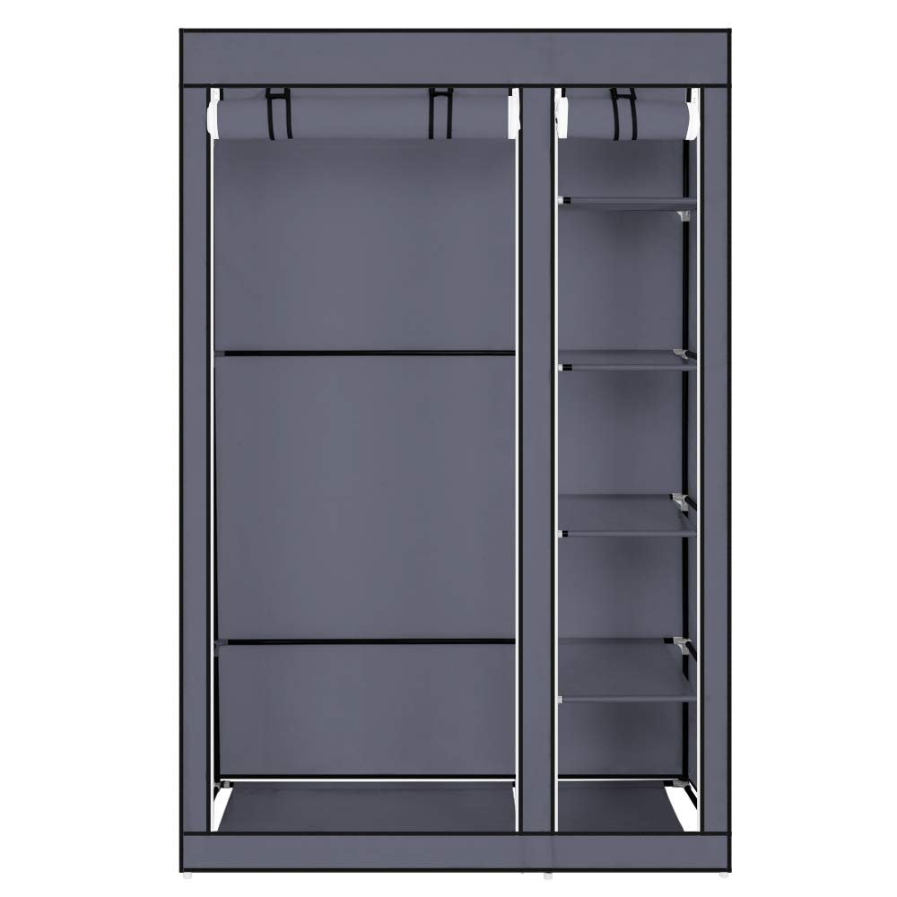 Festnight 67 Inch Portable Closet Organizer with 6 Shelves & Hanging Rack - Non-Woven Fabric Wardrobe with Zipper & Steel Frame for Bedroom Storage - Perfect for Small Spaces, Dorm Rooms & Apartment Organization