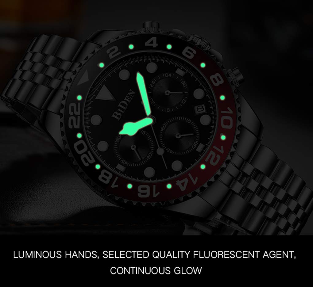 FANMIS Men's Luxury Wrist Watch - Luminous Chronograph Analog Quartz Stainless Steel Waterproof Fashion Watch for Business, Casual & Outdoor Activities