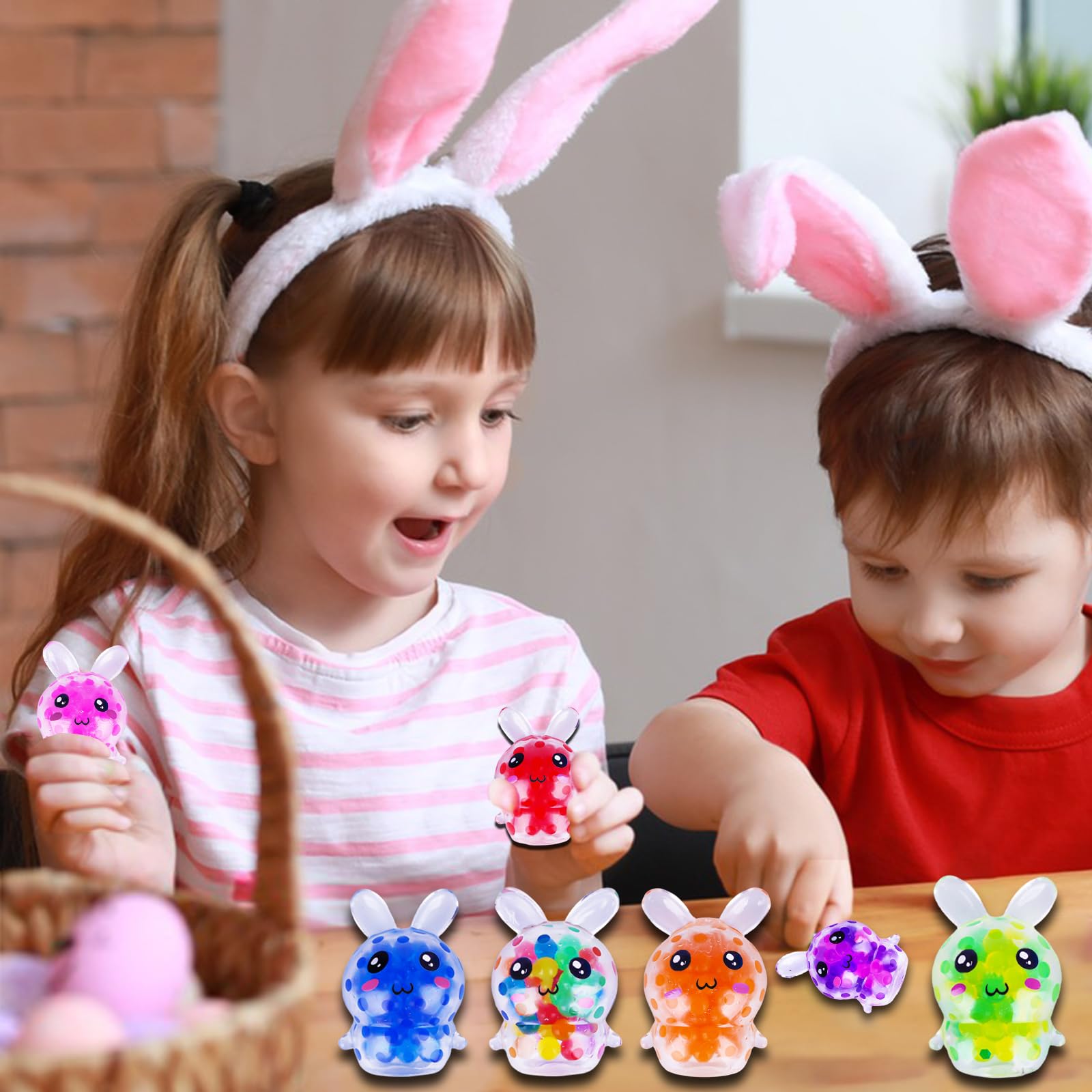 12 Pack Easter Bunny Squeeze Stress Balls - Mini Squishy Fidget Toys for Kids, Boys & Girls - Easter Basket Stuffers, Egg Fillers, Party Favors - Perfect for Stress Relief, Classroom Rewards & Easter Gifts