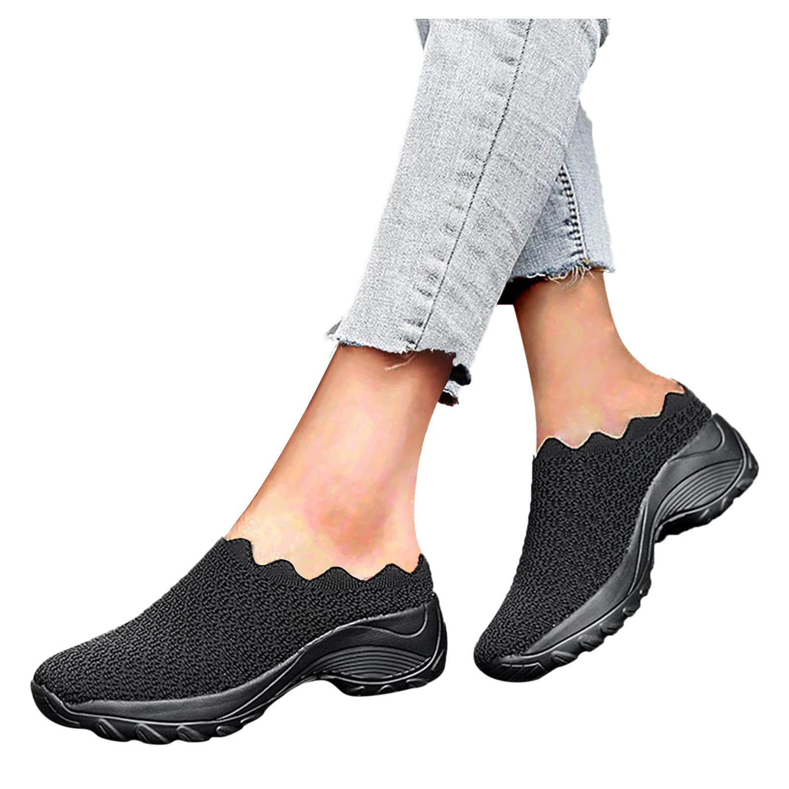 Women's Dressy Leather Loafers - Chunky Lightweight Comfortable Casual Sneakers - Breathable Soft Slip-On Shoes for Work, Travel & Everyday Wear