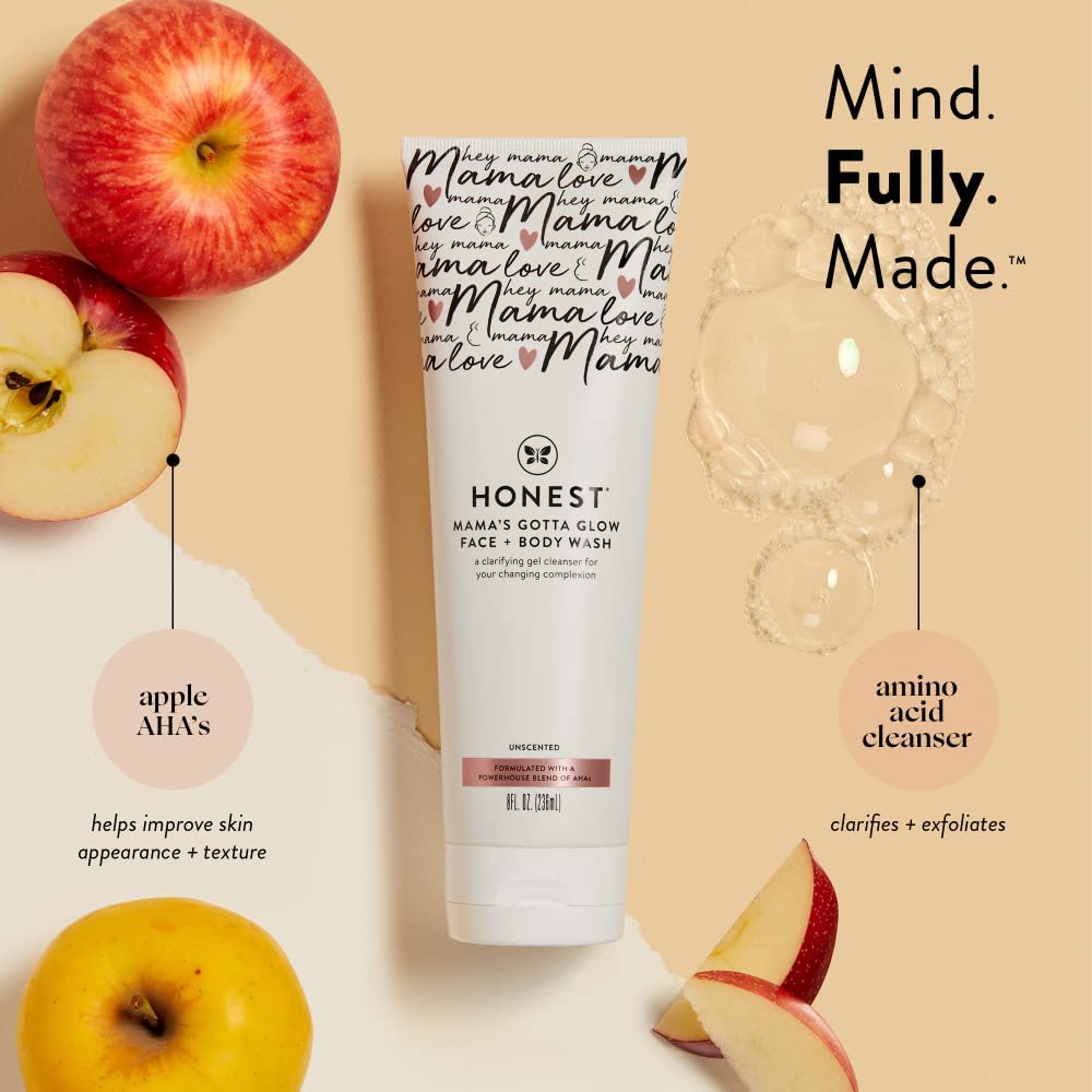 The Honest Company New Mama Care Essentials Gift Set - Organic Postpartum Must Haves for Hospital Bag & Travel | 0.5oz Nipple Balm, 1oz Body Cream, 1.75oz Face Wash with Reusable Pouch | Perfect New Mom Gift for Pregnancy, Baby Shower & Post-Delivery Recovery