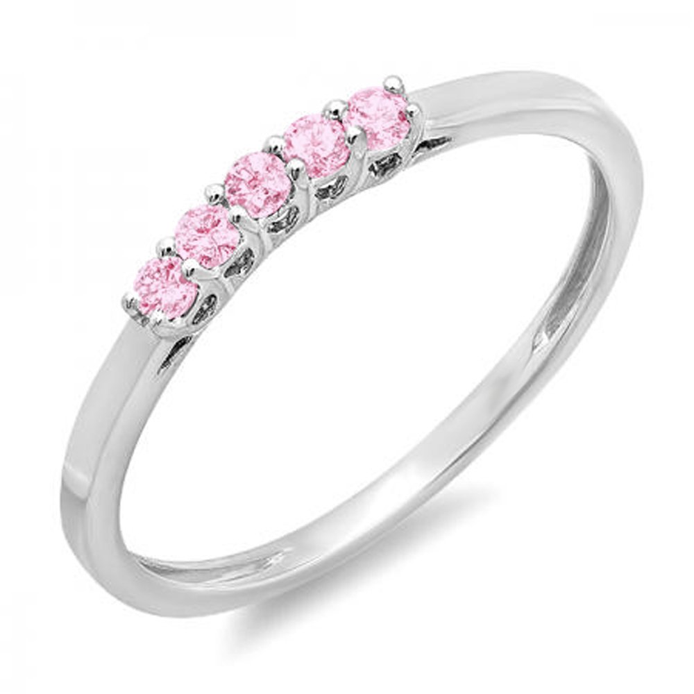 0.15 Cttw 14K Solid Gold Pink Sapphire Women's Wedding Band Ring - Dazzlingrock Collection Anniversary Gift for Her, Perfect for Proposals, Engagements & Romantic Occasions