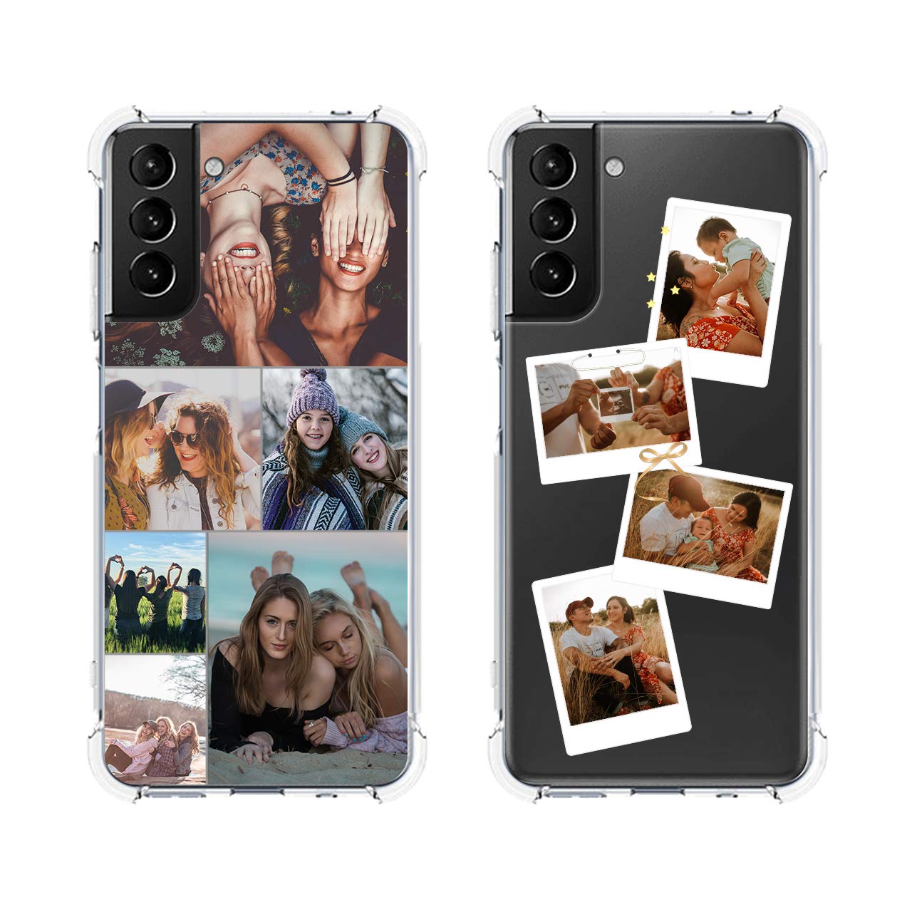 Custom Samsung Galaxy S21 5G Phone Case - Personalized Photo Collage & Name Design - Clear Protective Cover for Birthday, Christmas, Valentine's Day Gifts - Perfect for Her, Him & Everyday Use