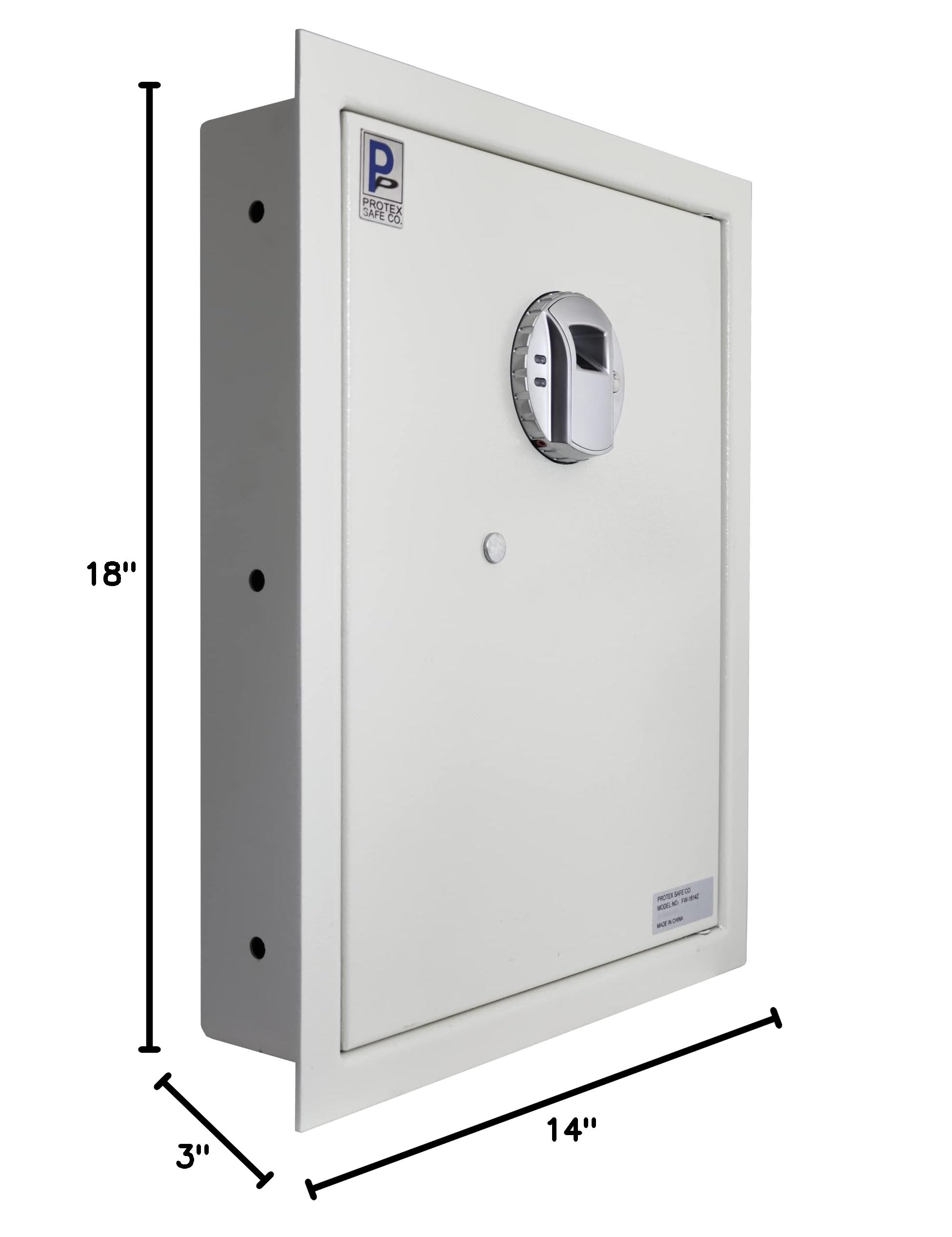 Protex Safe FW-1814Z Fingerprint Wall Safe - Biometric & Digital Electronic Locking System, Burglary Resistant Security Box with Velvet Interior, Auto Door Opening & 2 Removable Shelves - Perfect for Home, Office, Hotel or Bedroom to Protect Jewelry, Cash & Valuables