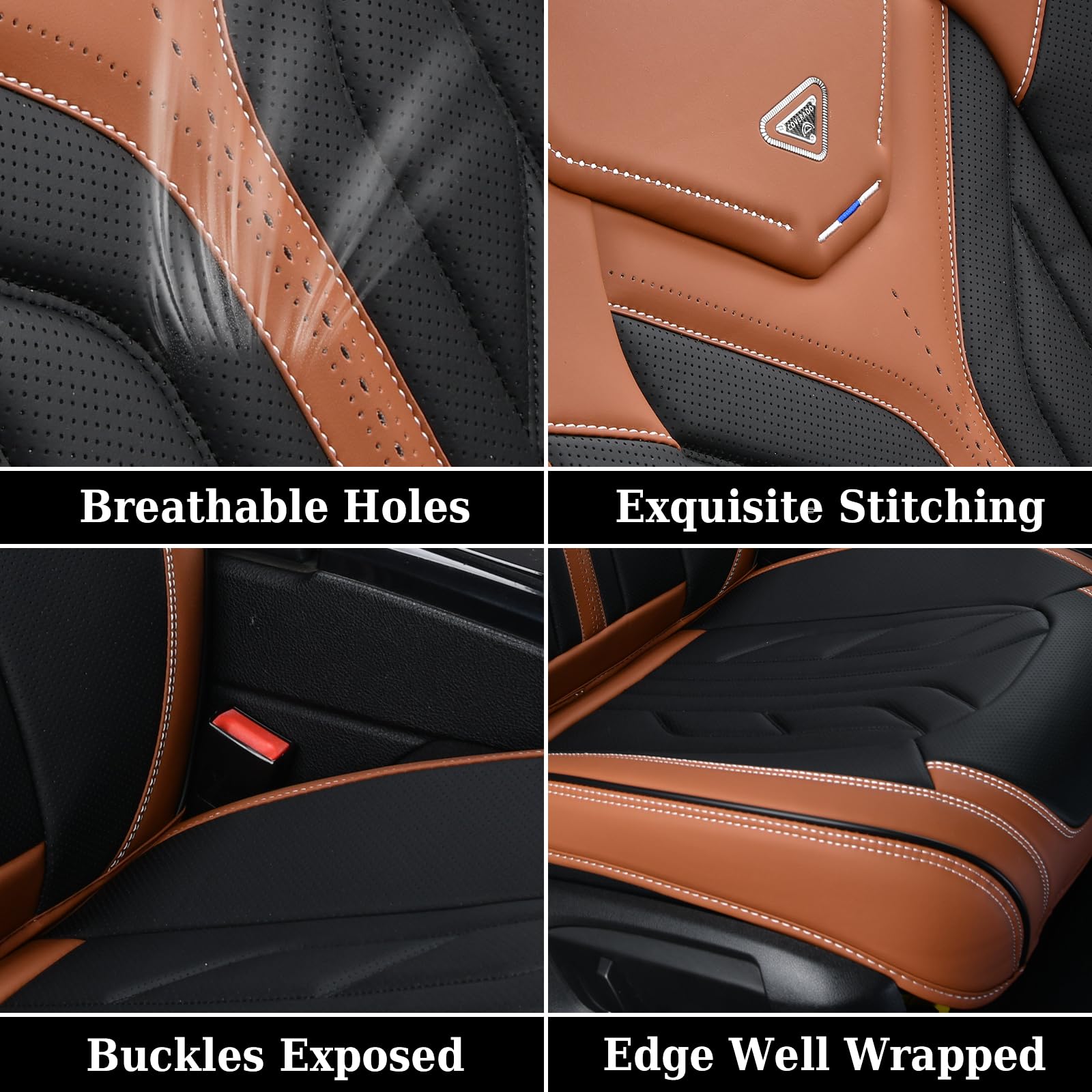 Premium Leather Front Seat Covers for Cars - Universal Fit for Sedans, SUVs & Pickup Trucks | Car Seat Protectors & Accessories in Black & Brown | Perfect for Daily Commute, Road Trips & Vehicle Protection