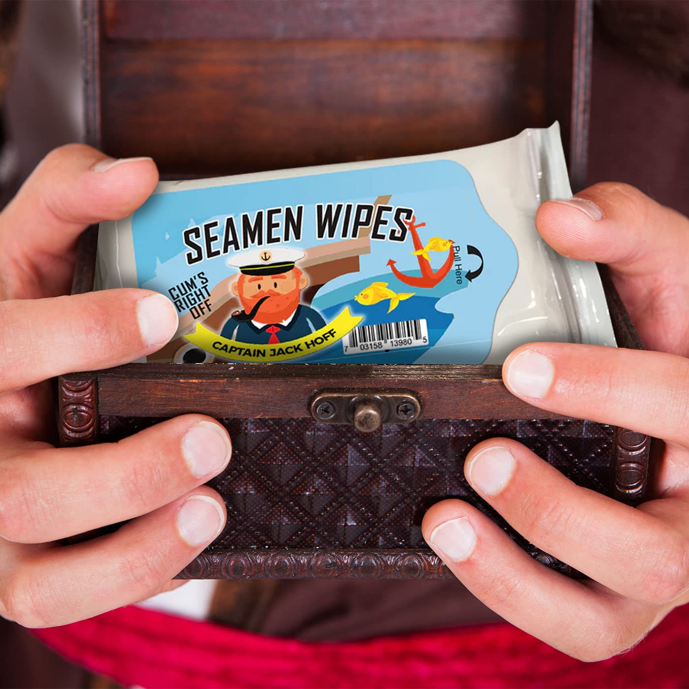 Captain Jack Hoff’s Seamen Wipes - Novelty Wet Wipes for Men - Funny Gag Gifts - Travel Size Personal Hygiene Wipes for Parties, Bachelor Trips & Prank Gifts