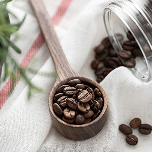Premium Black Walnut Long Handle Coffee Scoop - 10g/2 Tablespoon Measuring Spoon for Coffee Beans & Loose Leaf Tea | Perfect Coffee Accessory for Home Brewing, Cafes & Barista Use