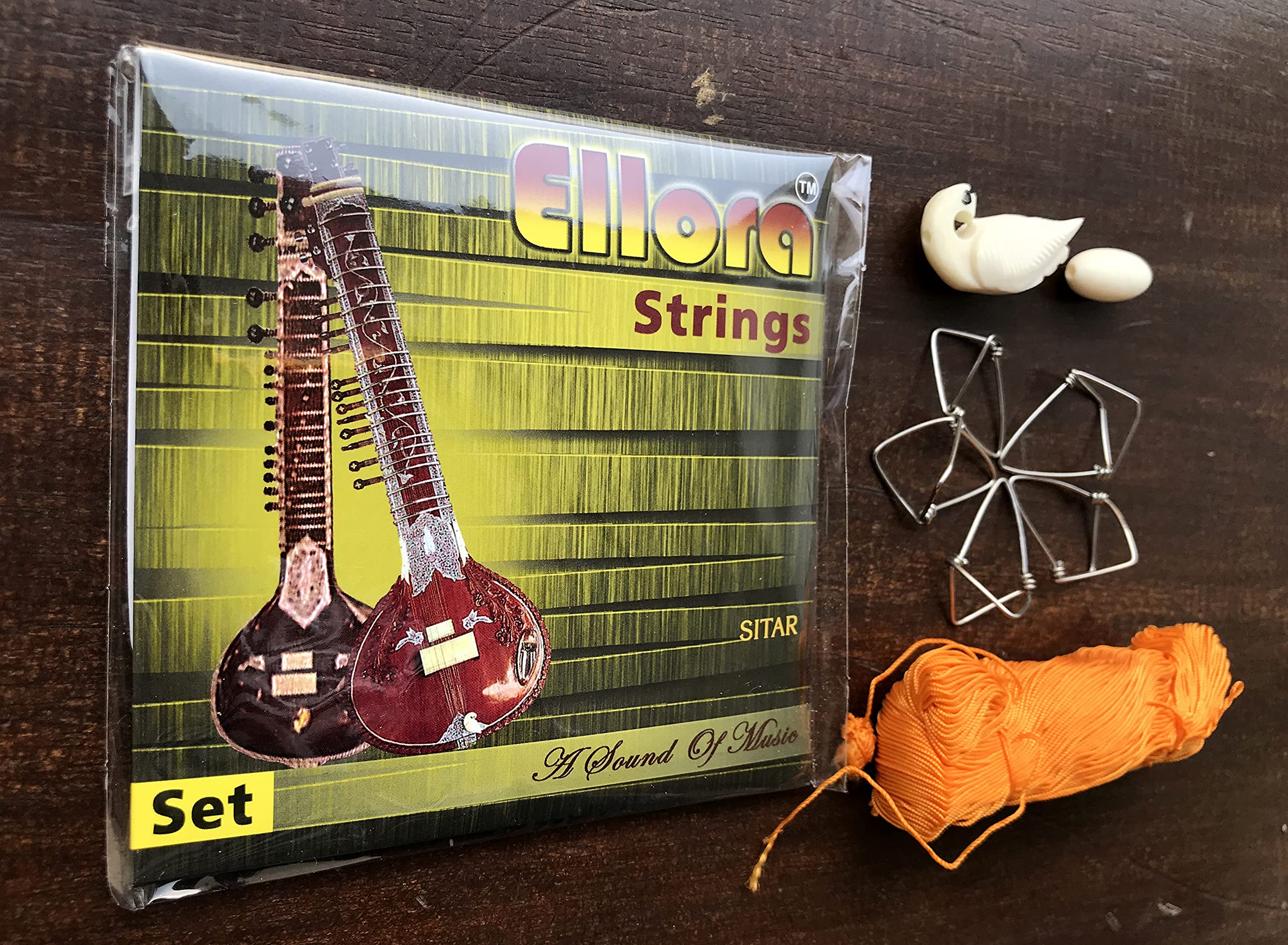 Premium Sitar Accessories Kit - Strings, Mizrab, Fret Thread & Tuning Beads for Professional Players | Perfect for Practice, Performances & Studio Recording