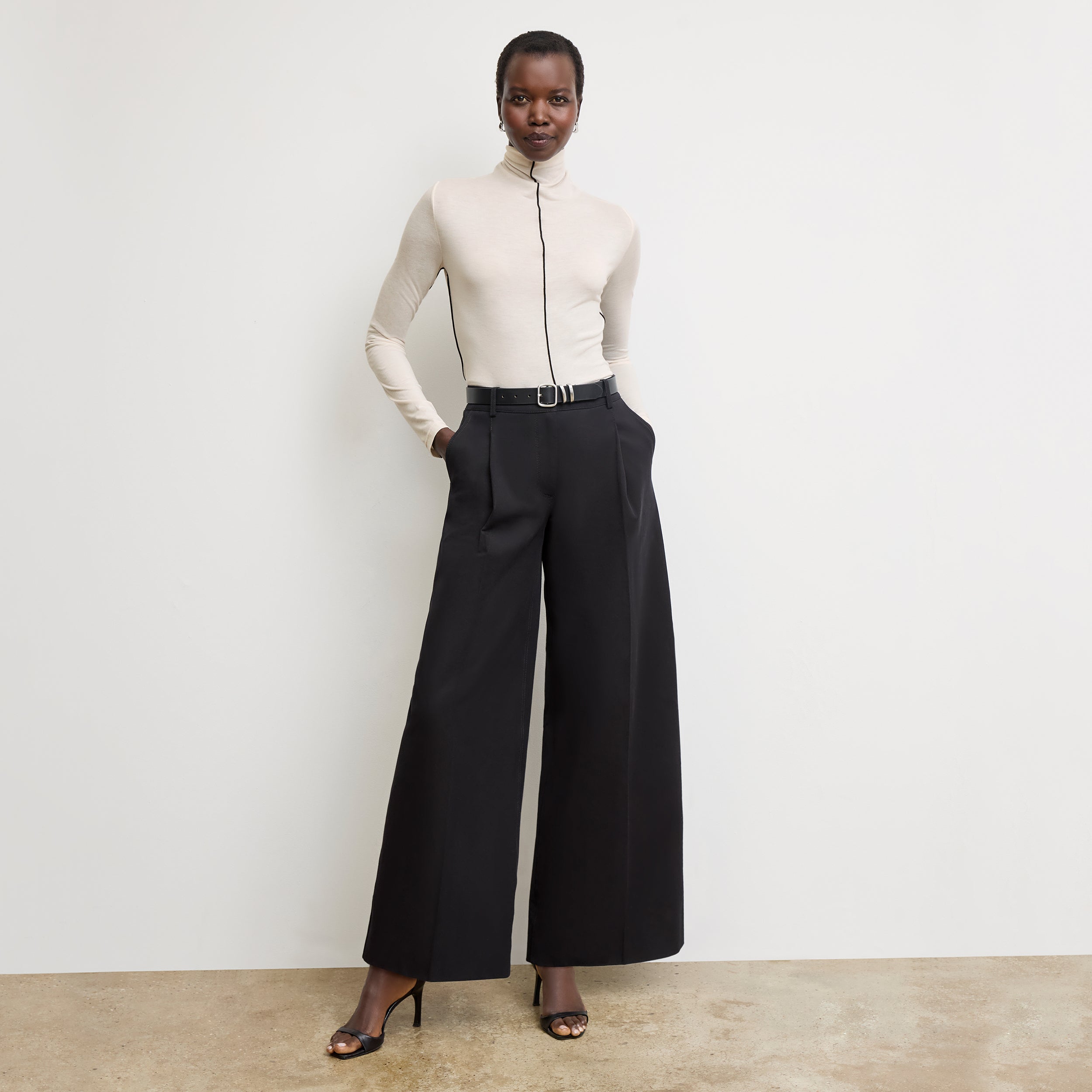 Harrison Wide Pleated Jeans for Women - High Waist Stretch Denim Pants - Comfortable & Stylish Black Jeans for Casual Wear, Work, and Everyday Outfits