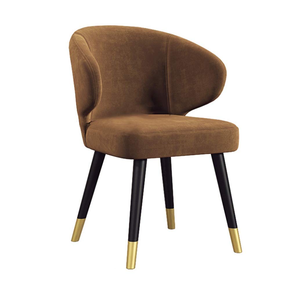 Luxury Velvet Dining Chairs with Soft Cushioned Seat & Back - Brown Upholstery with Black Golden Legs - Perfect for Home, Restaurant, Cafe, Office & Study Lounge