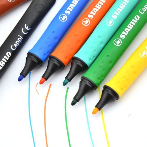 STABILO Cappi Wallet of 18 Felt-Tip Pens - Vibrant Colors for Journaling, Note Taking & Art Projects - Perfect for Students, Office & Creative Work