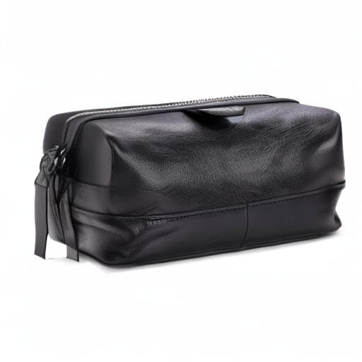 Patricia Nash Men's Travel Toiletry Bag - Waxed Cotton Canvas Dopp Kit with Brushed Brass Hardware & Zipper Closure | Stylish Moto Design Toiletry Organizer for Business Trips, Gym, Camping & Vacation Essentials