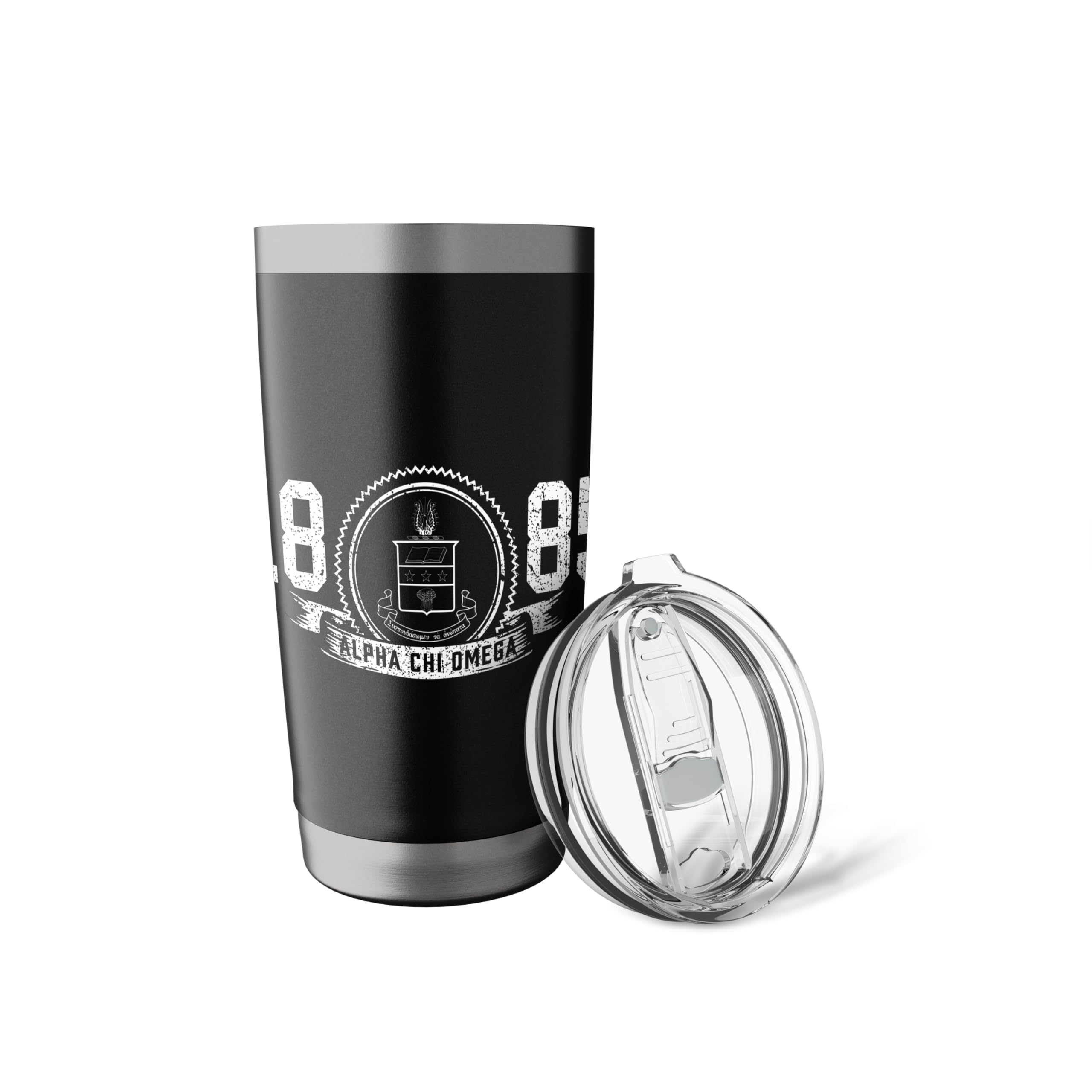 Alpha Chi Omega 1885 Sorority Stainless Steel Insulated Tumbler - 20oz A-Chi-O Greek Letter Design Vacuum Insulated Cup for Hot & Cold Drinks - Perfect for Sorority Events, College Campus & Daily Use