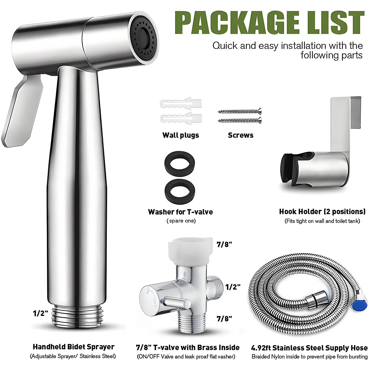 Stainless Steel Handheld Bidet Sprayer for Toilet - Adjustable Water Pressure Control, Bathroom Hygiene Sprayer & Baby Cloth Diaper Cleaner | Perfect for Family Use, Postpartum Care & Travel Toilet Essentials