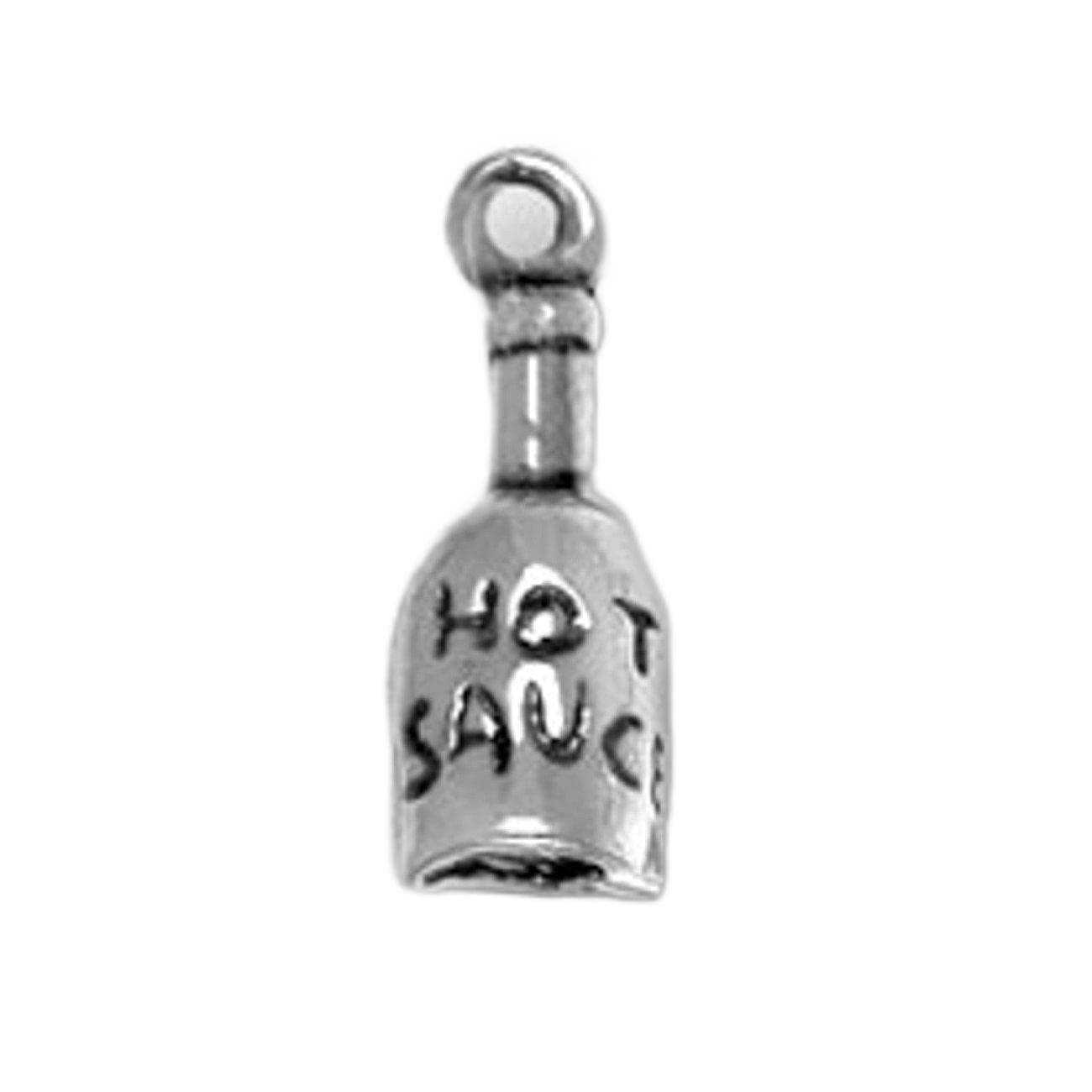 Sterling Silver 1.5mm Box Chain Necklace with 3D Hot Sauce Bottle Pendant for Men & Women - Perfect for Spicy Food Lovers, Gift for Chili Enthusiasts, Unique Fashion Statement