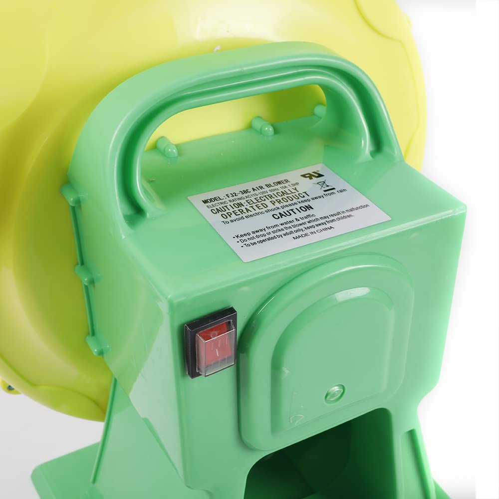 450W Powerful Commercial Air Blower - 1.5HP High Performance Bounce House Blower for Inflatables (Jumper, Bouncy Castle, Slides, Cash Cube) | Durable Green Outdoor Inflatable Blower Machine for Parties, Events & Amusement Parks