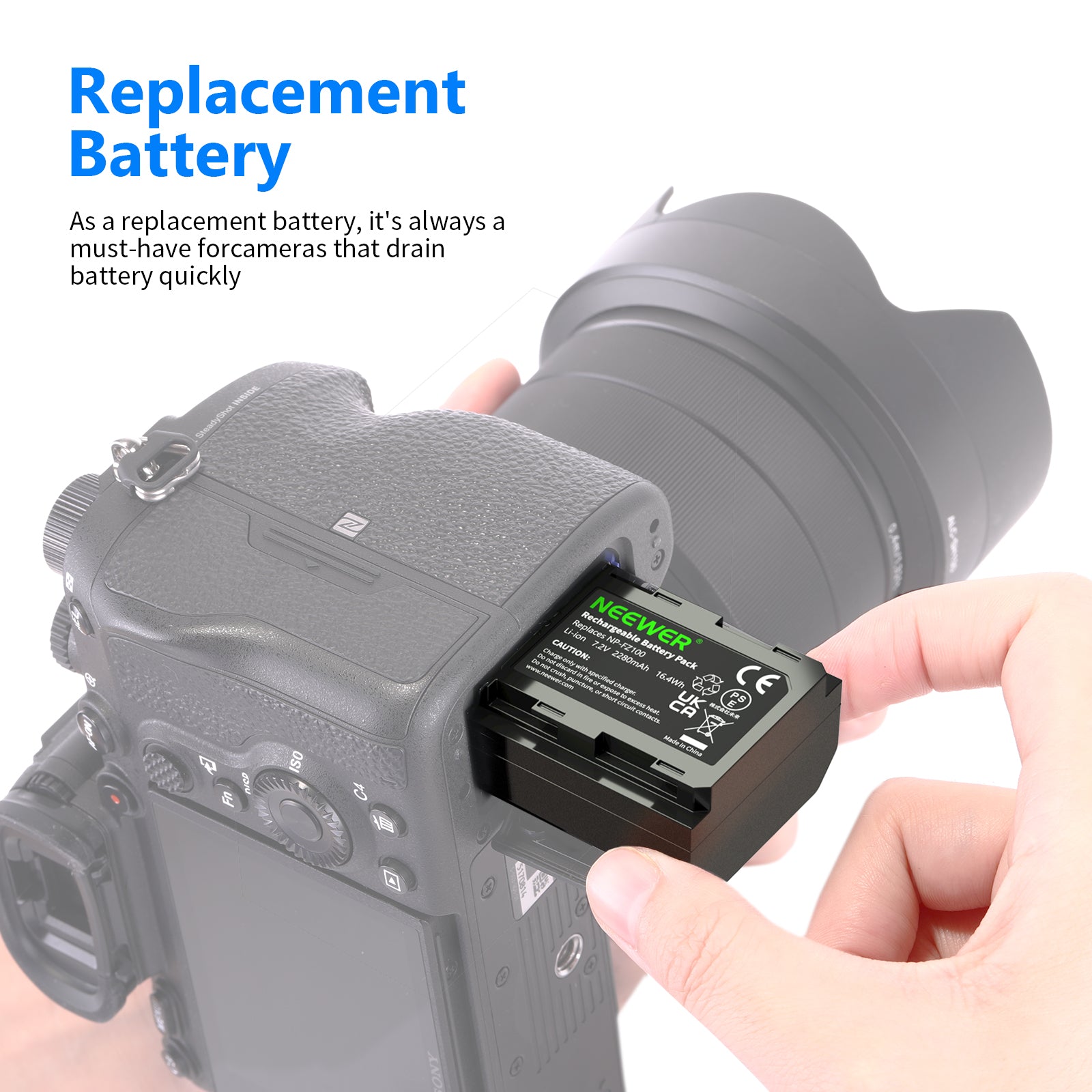 NEEWER NP-FZ100 Replacement Battery for Sony Camera - Compatible with Sony A7 III, A7R III, A9, A6400 & More - Perfect for Travel, Vlogging & Professional Photography