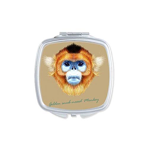 DIYthinker Golden Snub-Nosed Monkey Compact Mirror - Portable Double-Sided Makeup Mirror with Glass, Perfect for Travel, Purse & Touch-Ups