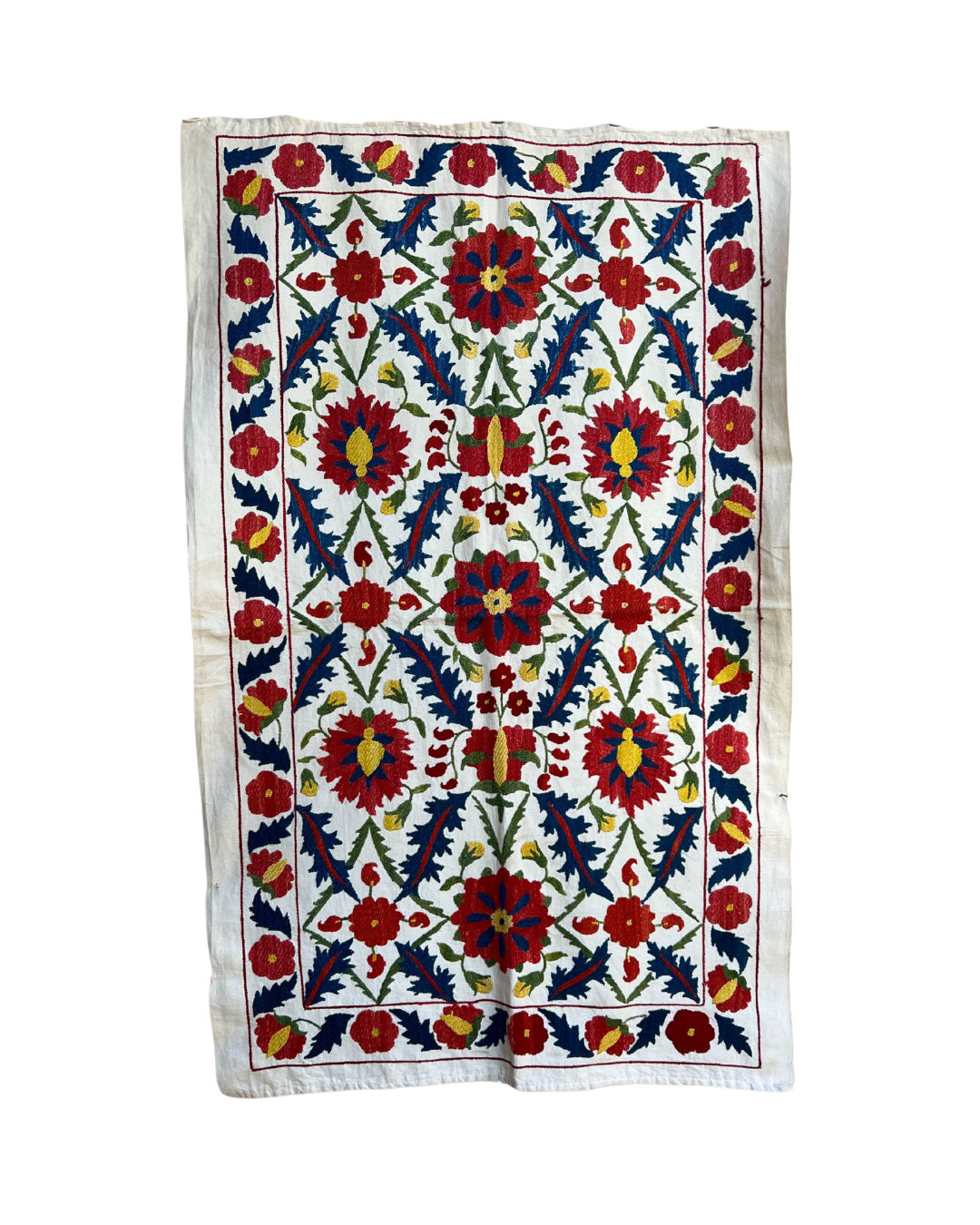 Medium Suzani 060 - Premium Handmade Cotton Suzani Pillow Cover - Boho Home Decor for Living Room, Bedroom & Sofa