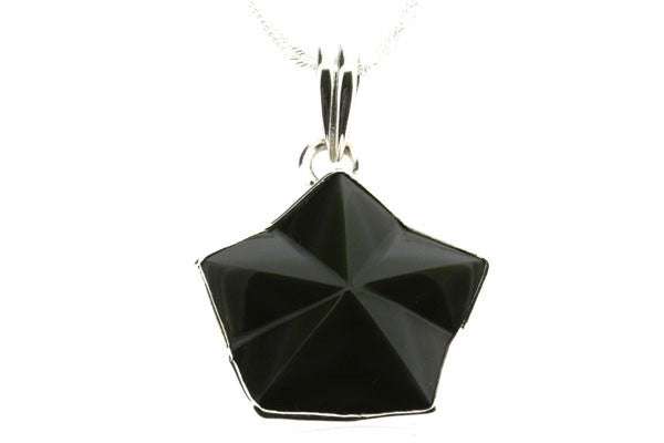Rainbow Obsidian Star Pendant Necklace - 55cm Large Chain - Healing Crystal Jewelry for Meditation & Spiritual Protection